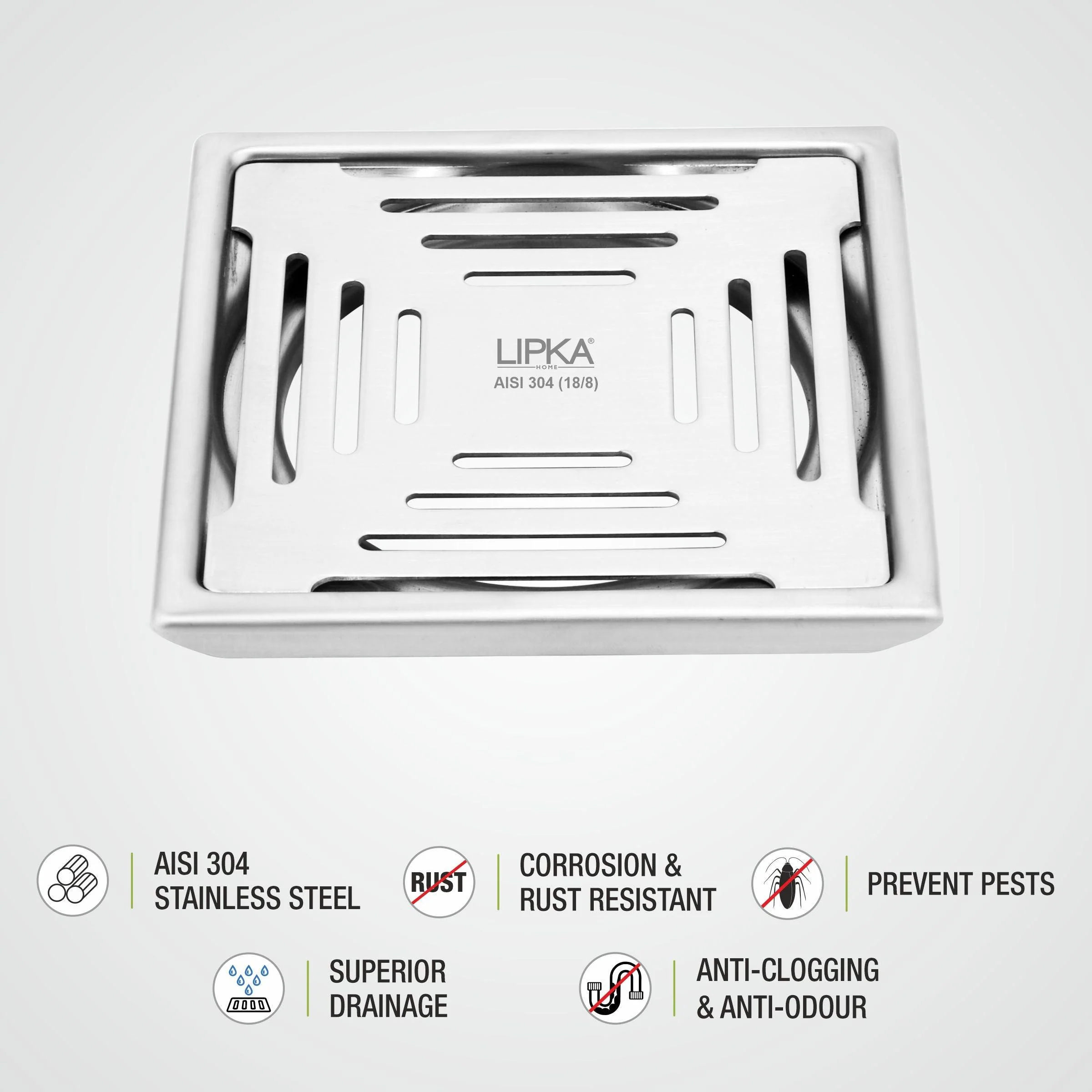 Green Exclusive Square Floor Drain (5 x 5 Inches) - LIPKA - Image 3