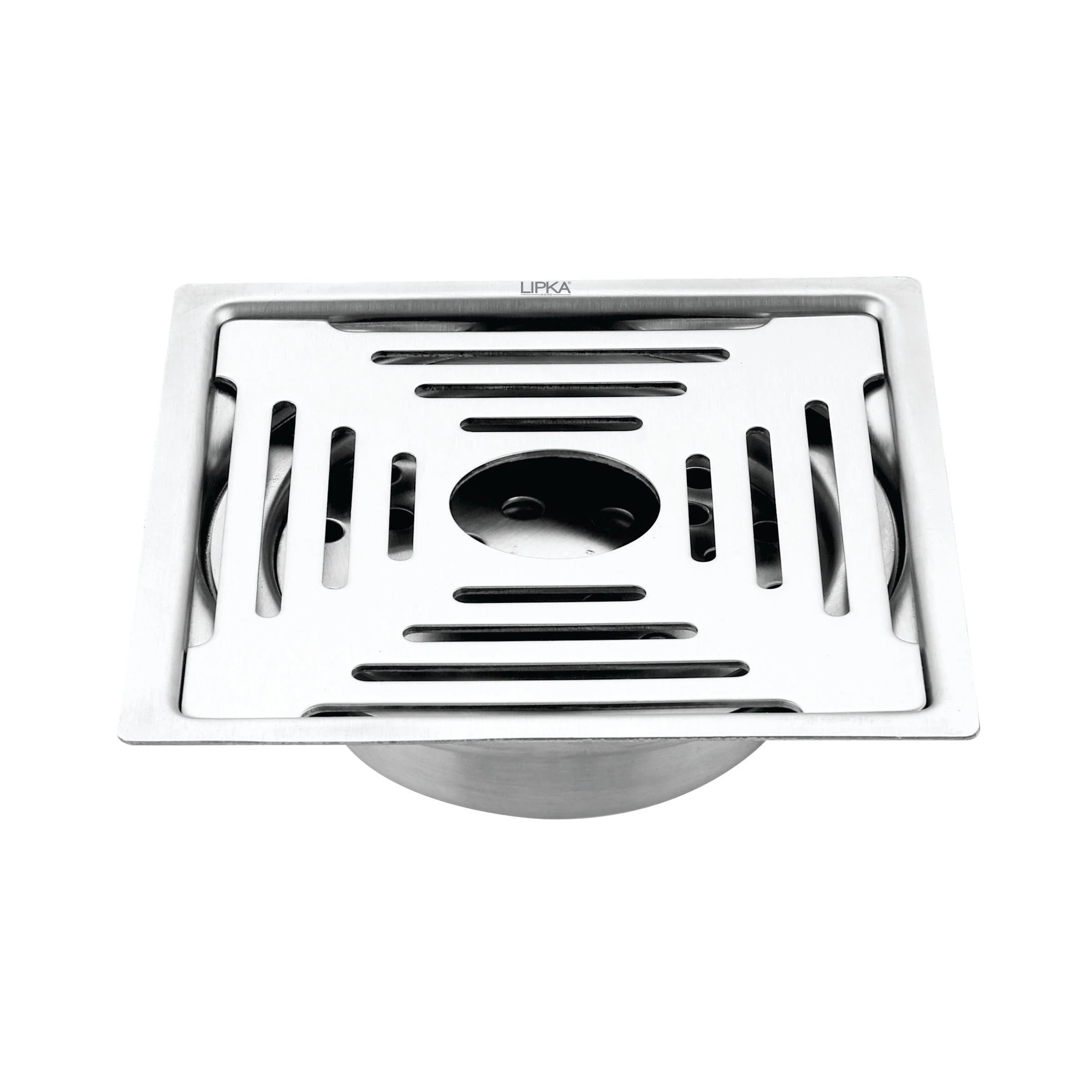 Green Exclusive Square Flat Cut Floor Drain (6 x 6 Inches) with Hole and Cockroach Trap - LIPKA