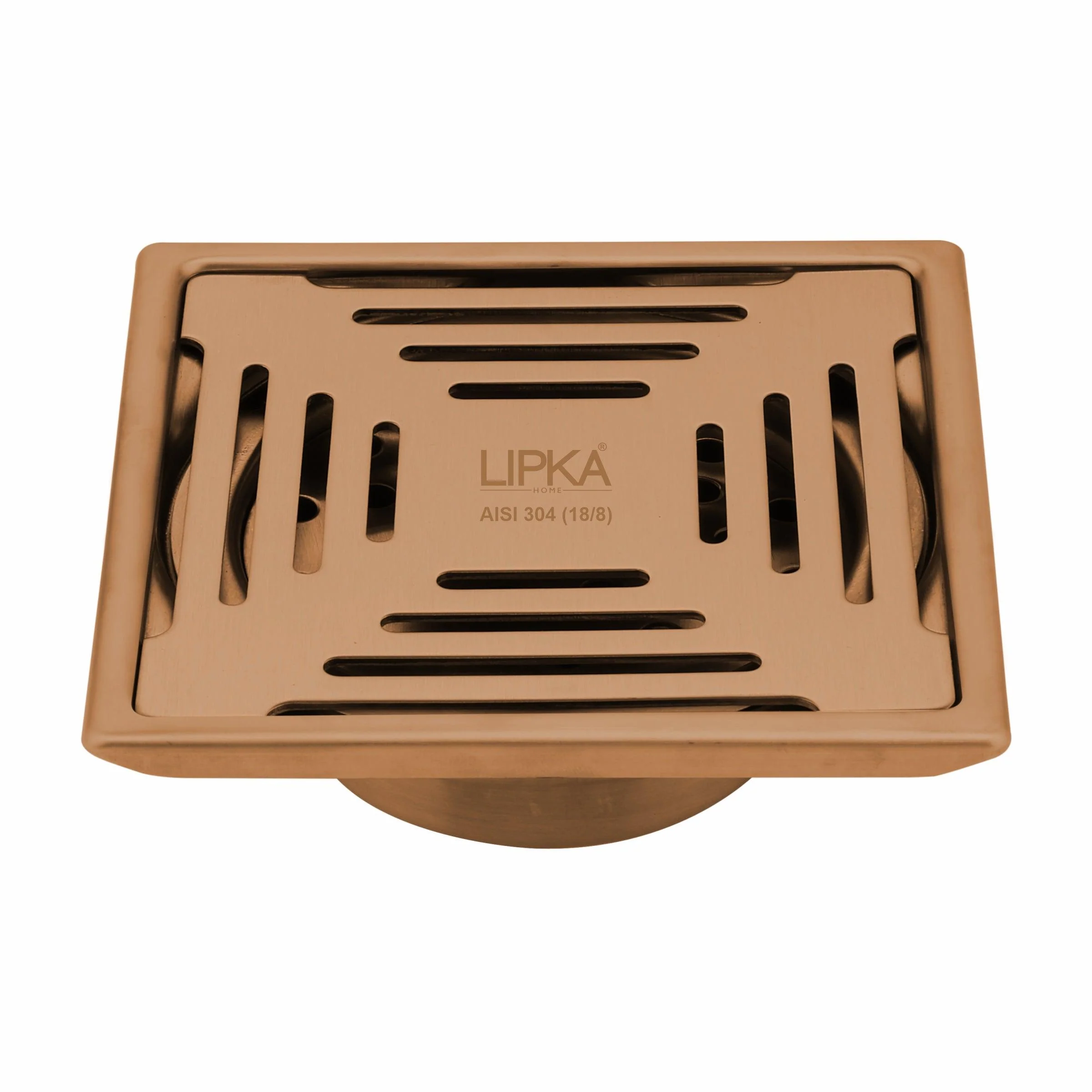 Green Exclusive Square Floor Drain in Antique Copper PVD Coating (5 x 5 Inches) with Cockroach Trap - LIPKA