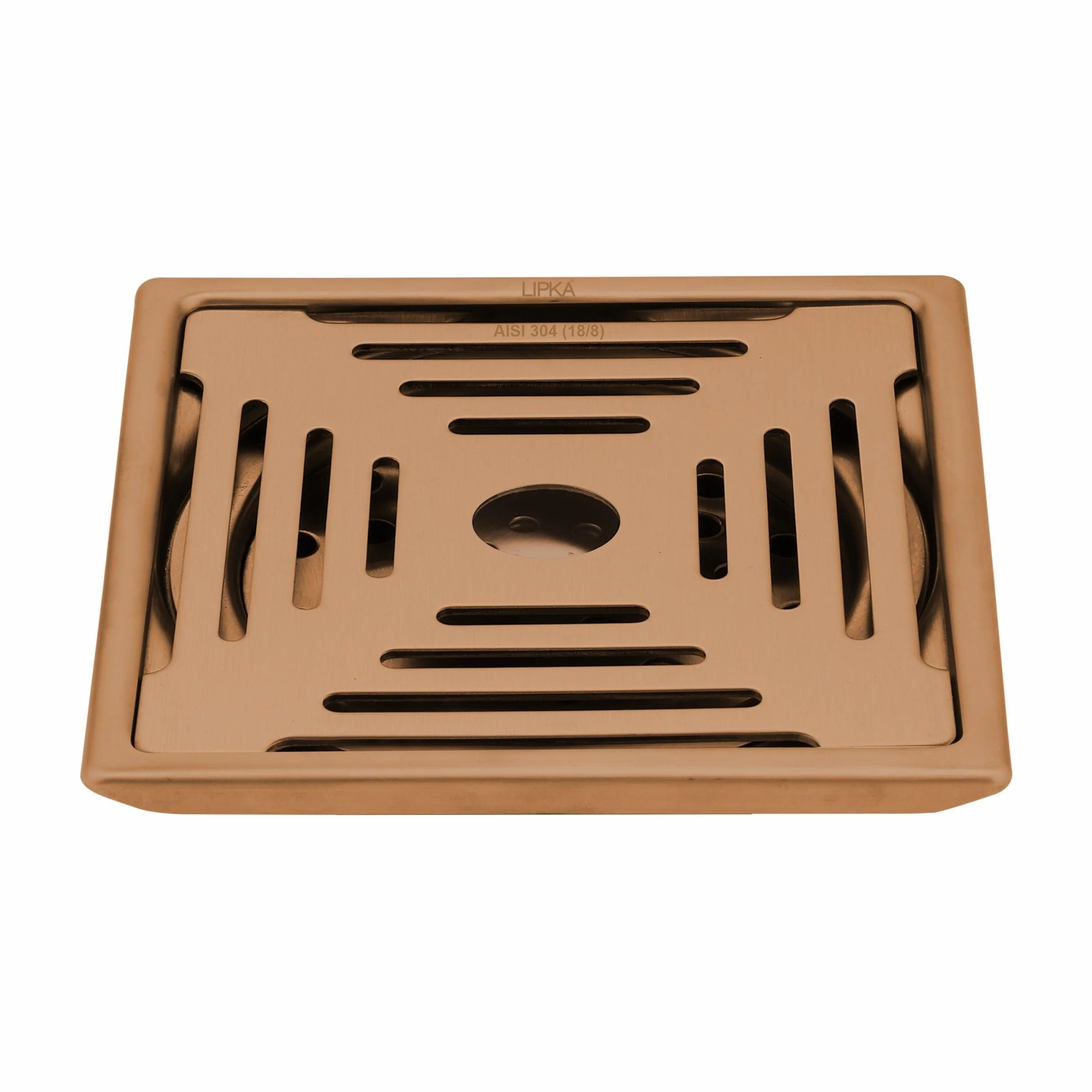 Green Exclusive Square Floor Drain in Antique Copper PVD Coating (6 x 6 Inches) with Hole - LIPKA