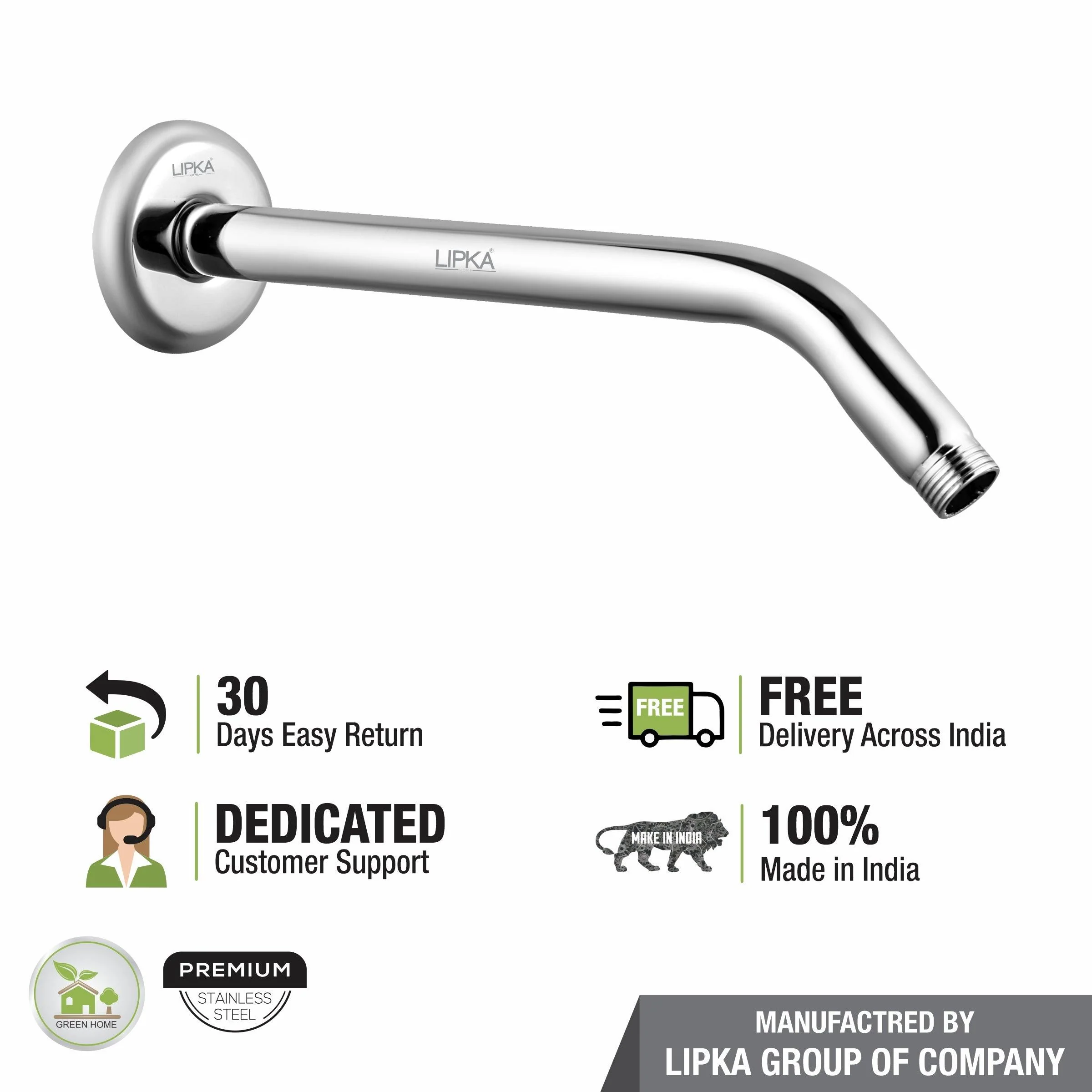 Half Bend Round Shower Arm (15 Inches) - LIPKA - Image 5