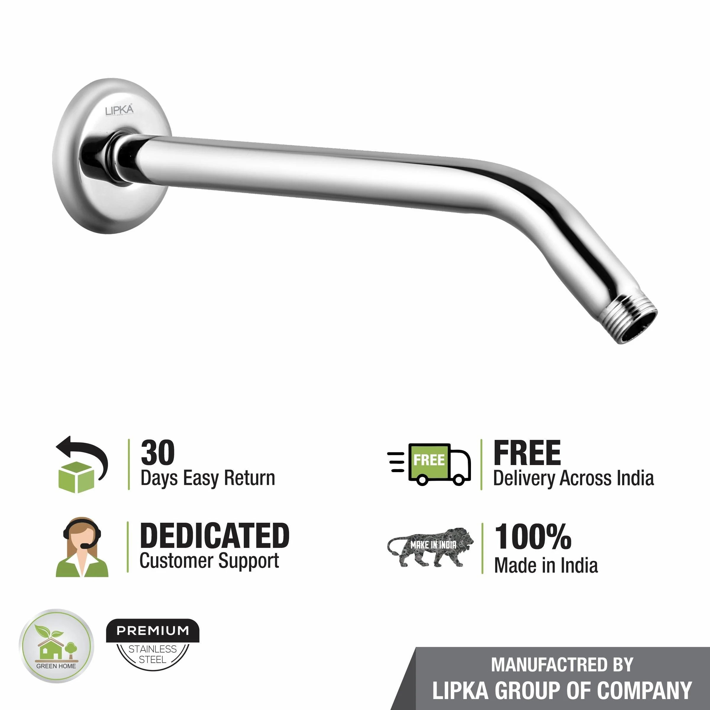 Half Bend Round Shower Arm (18 Inches) - LIPKA - Image 5