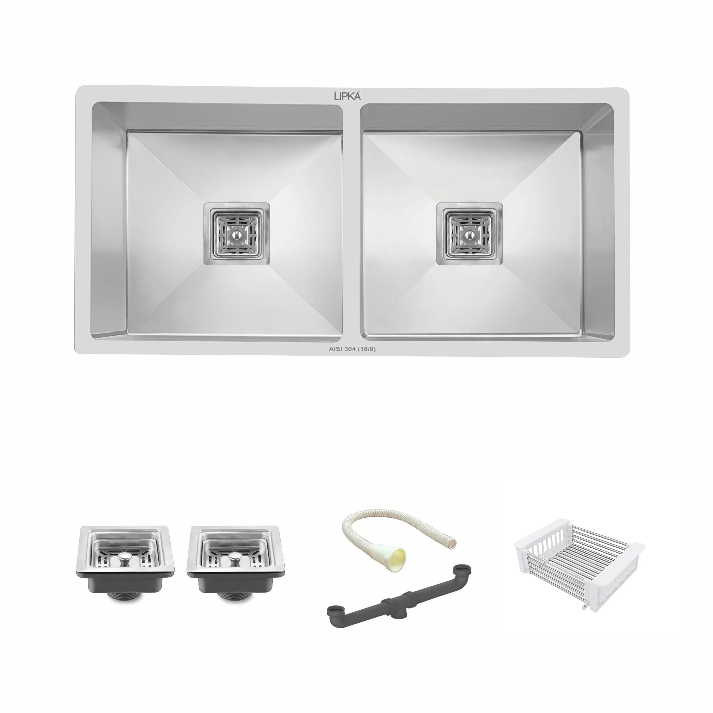Handmade Double Bowl 304-Grade Kitchen Sink (32 x 18 x 10 Inches) - LIPKA - Image 2