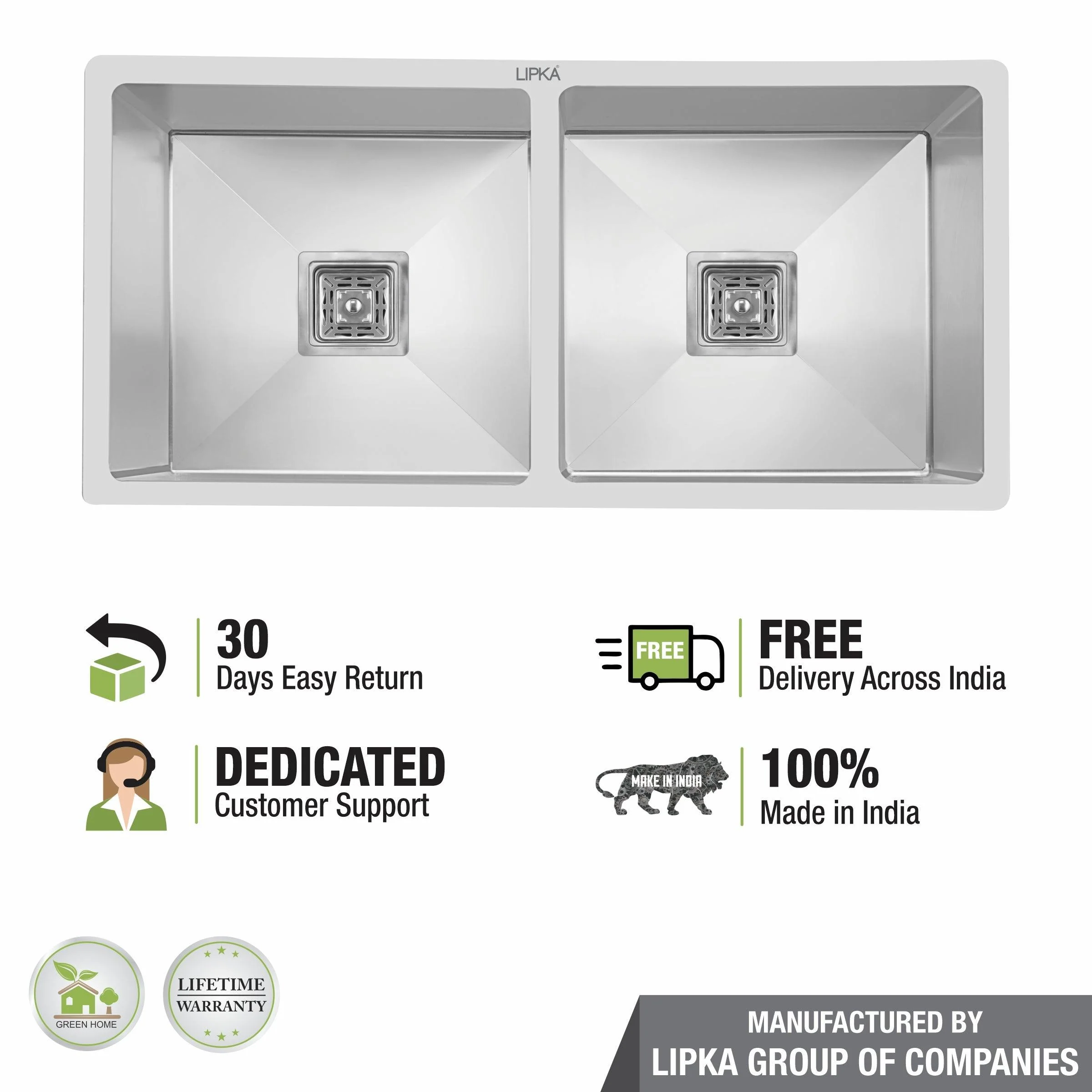 Handmade Double Bowl Kitchen Sink (37 x 18 x 10 Inches) - LIPKA - Image 7