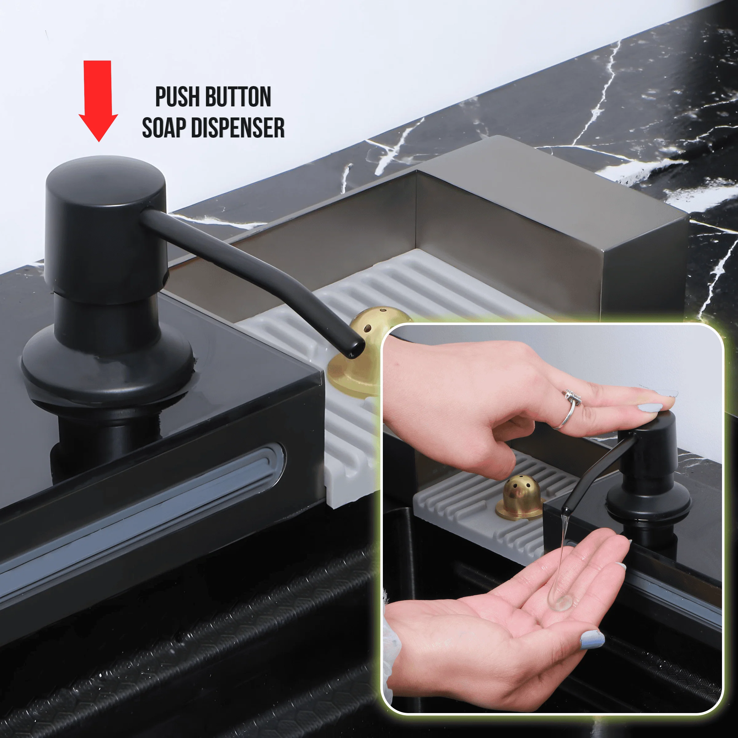 Piano Waterfall Kitchen Sink (30 x 18 x 9 inches) with Pull-out Mixer Faucet & RO Tap - LIPKA - Image 3