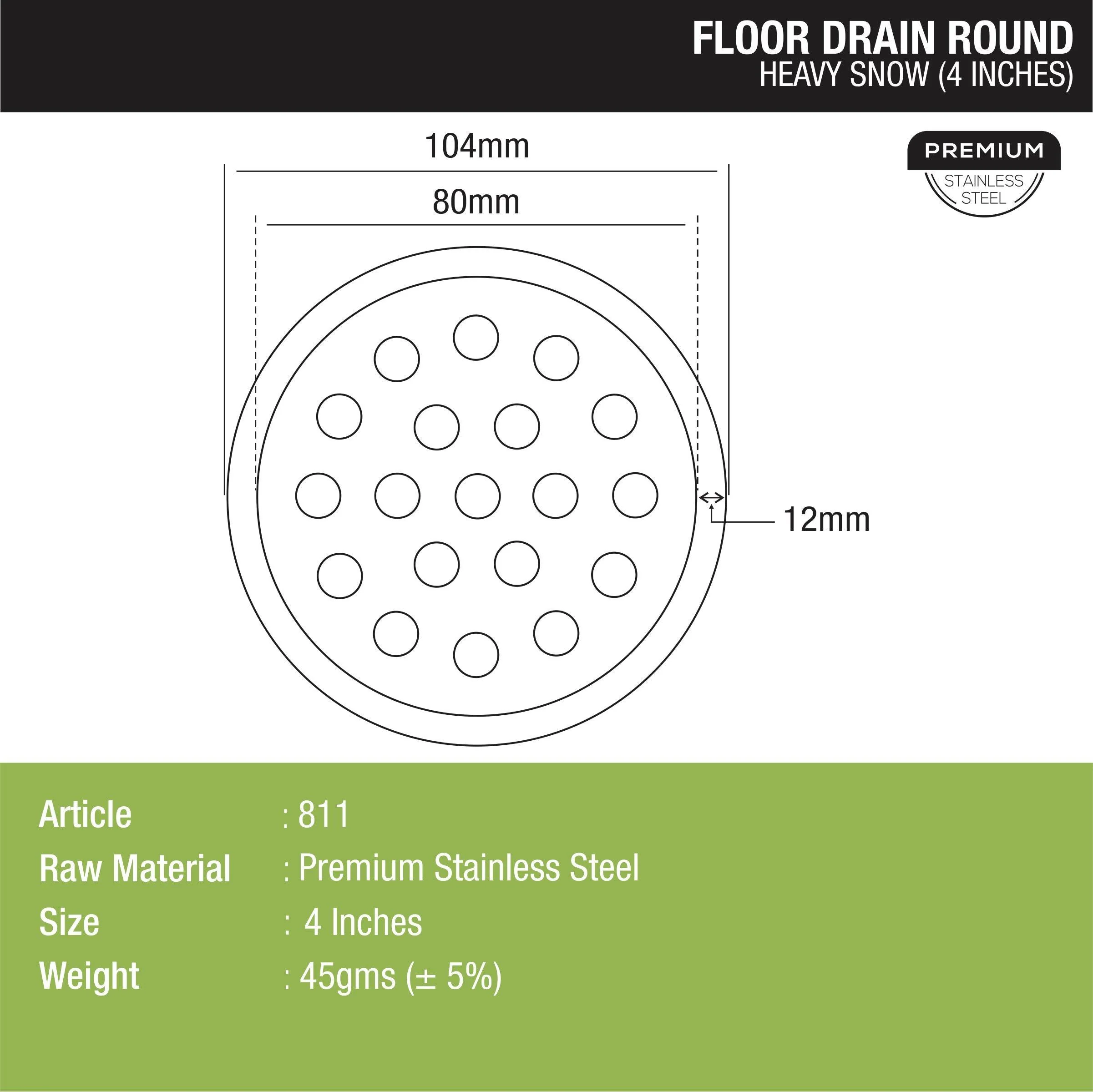 Heavy Snow Round Floor Drain (4 Inches) - LIPKA - Image 2