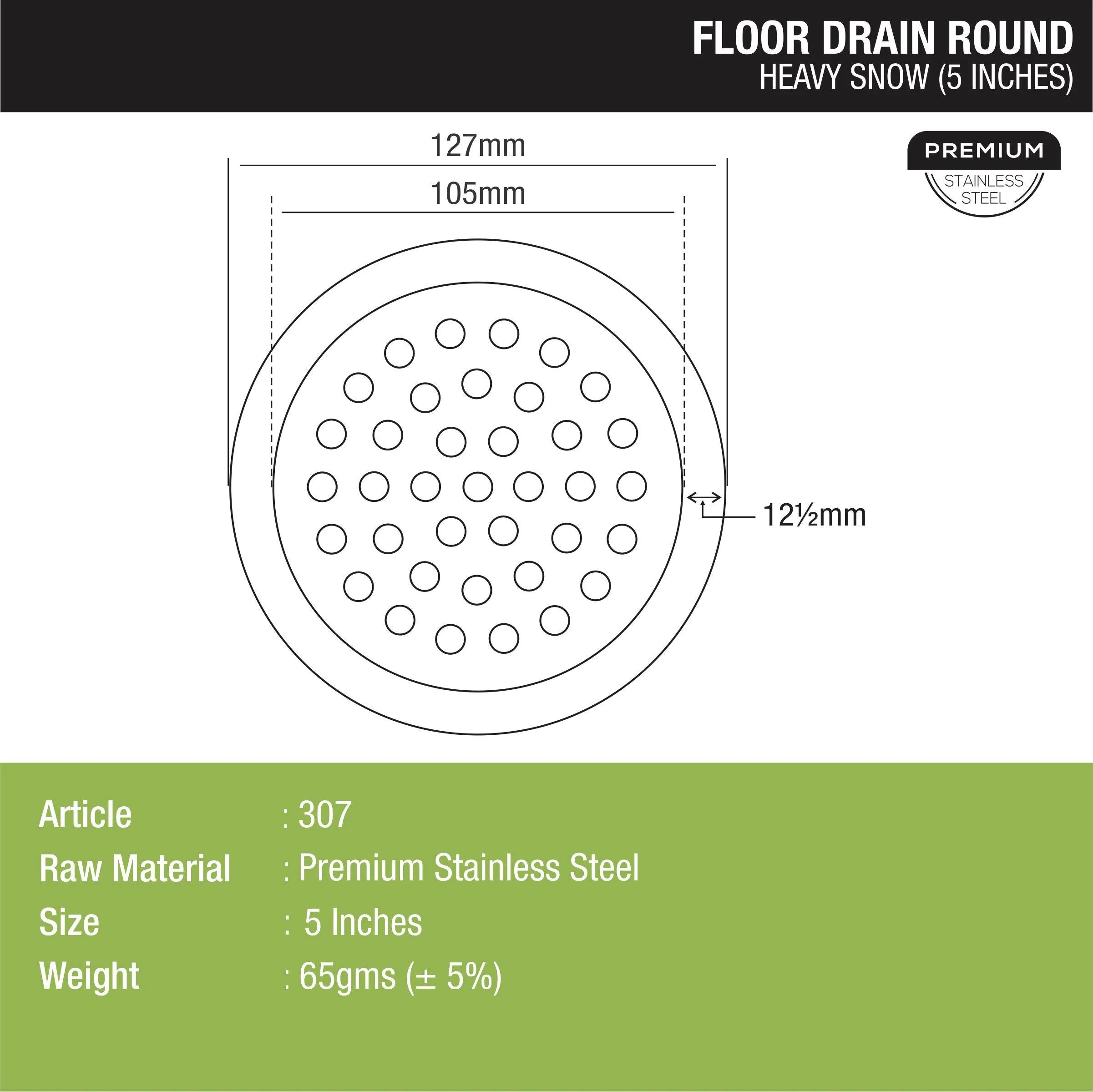 Heavy Snow Round Floor Drain (5 inches) - LIPKA - Image 2