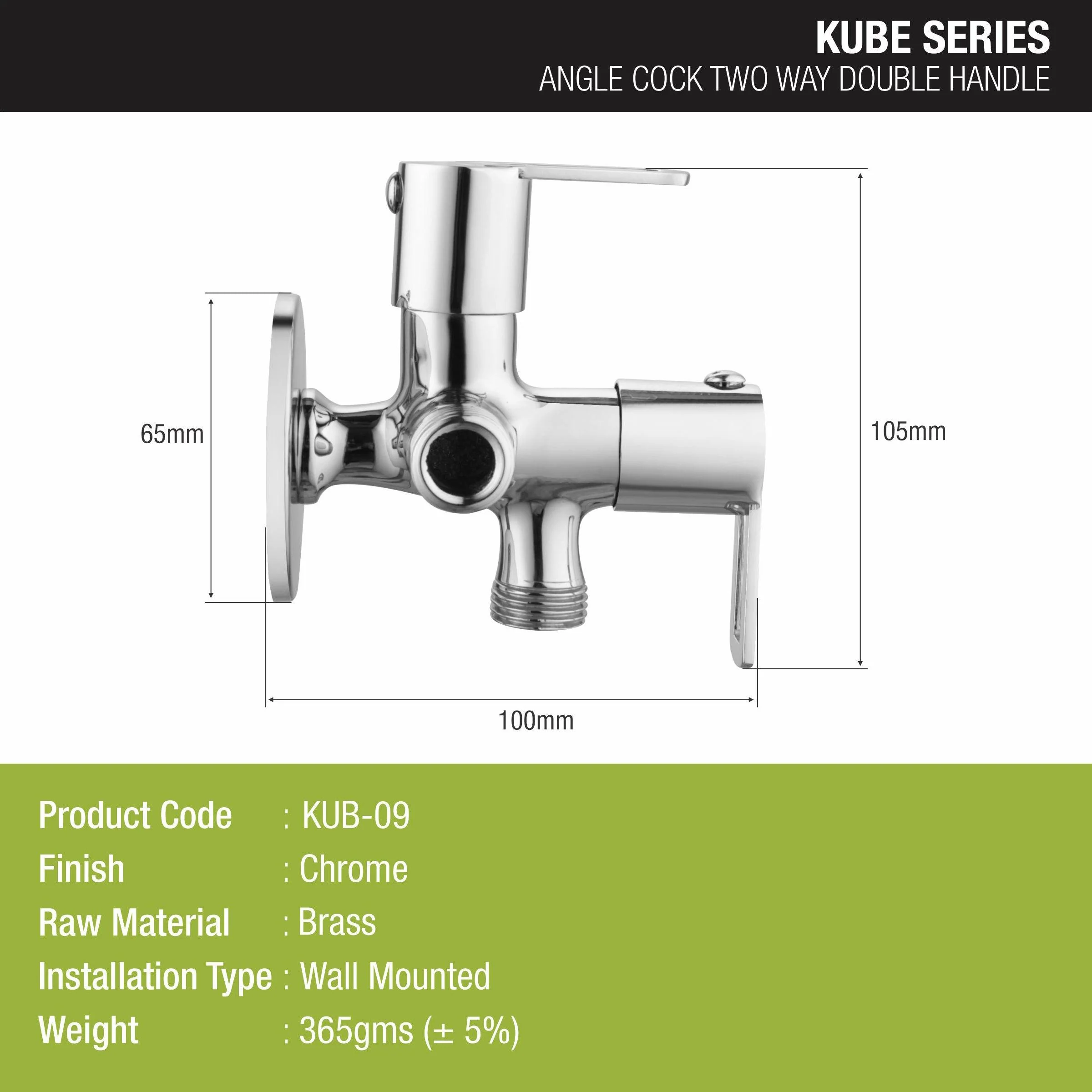 Kube Angle Valve Two Way Double Handle Brass Faucet - LIPKA - Image 2