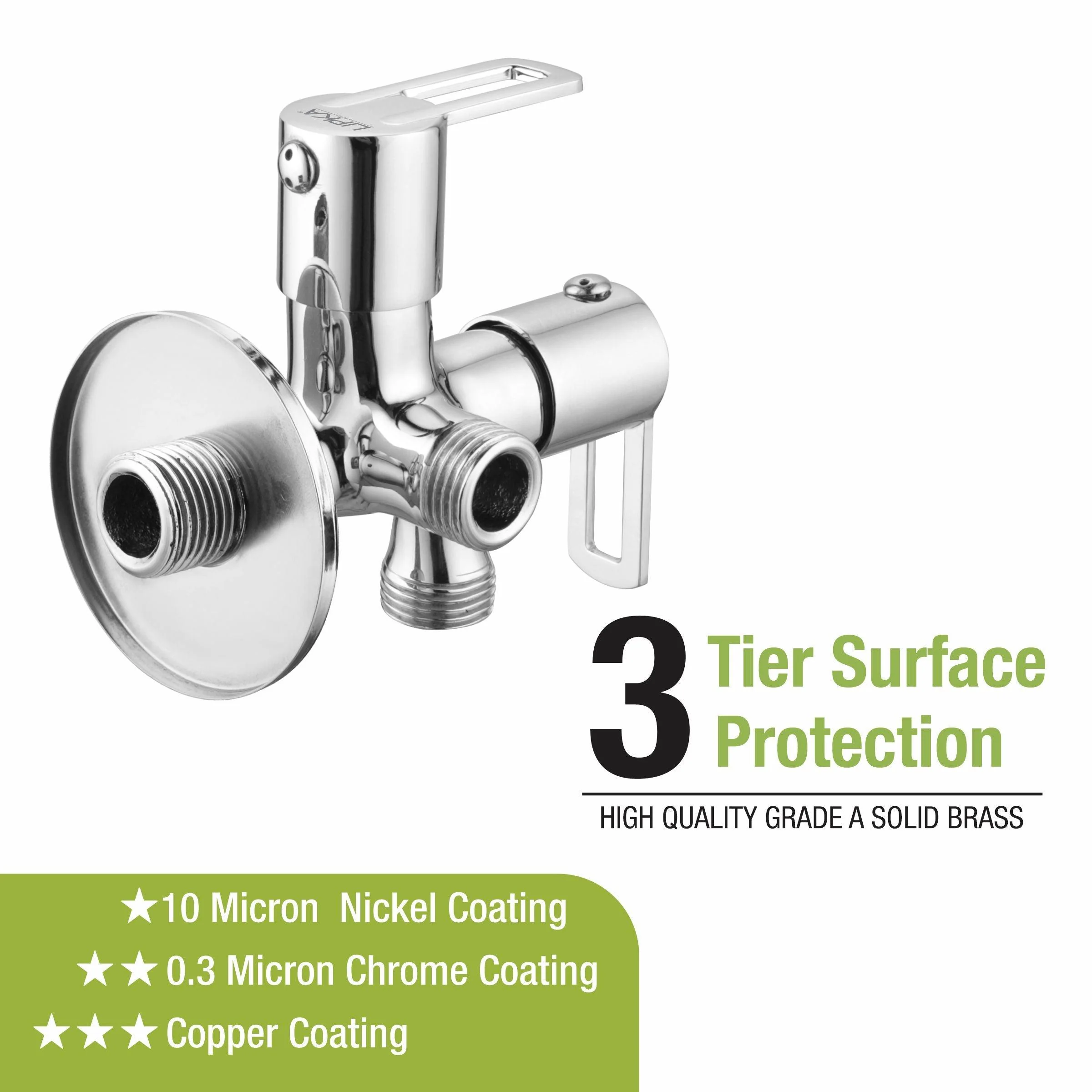 Kube Angle Valve Two Way Double Handle Brass Faucet - LIPKA - Image 4