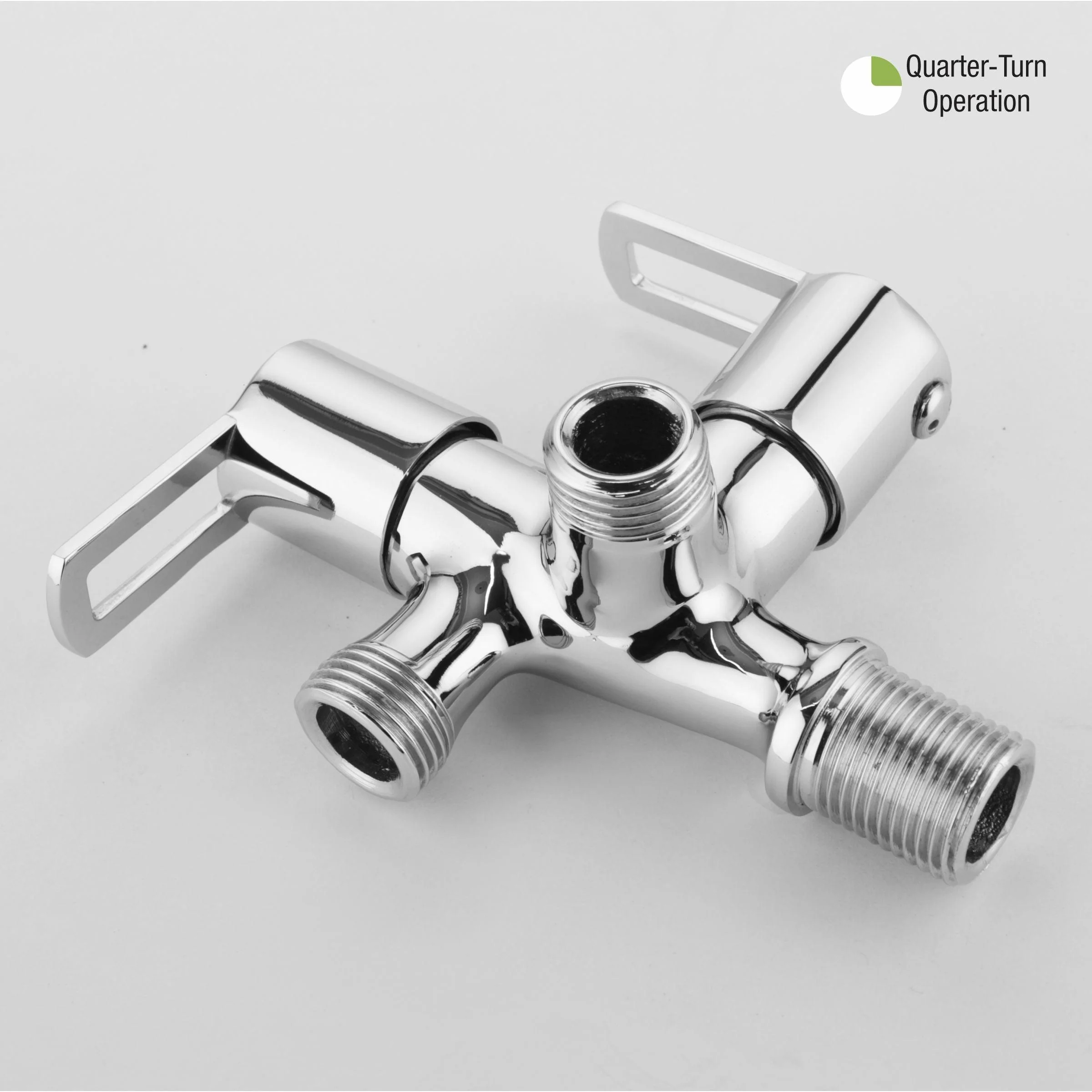 Kube Angle Valve Two Way Double Handle Brass Faucet - LIPKA - Image 5