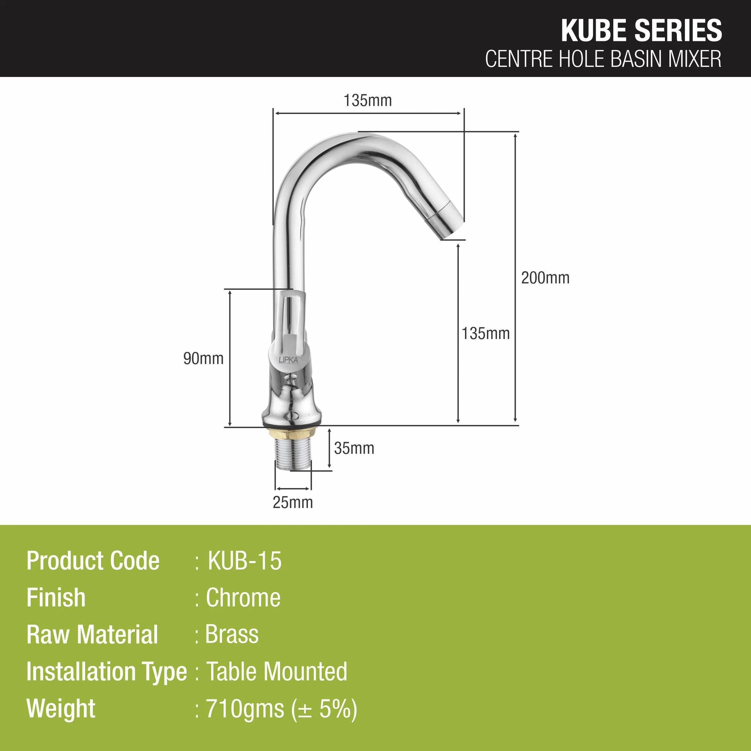Kube Centre Hole Basin Mixer Brass Faucet with Swivel Spout - LIPKA - Image 2