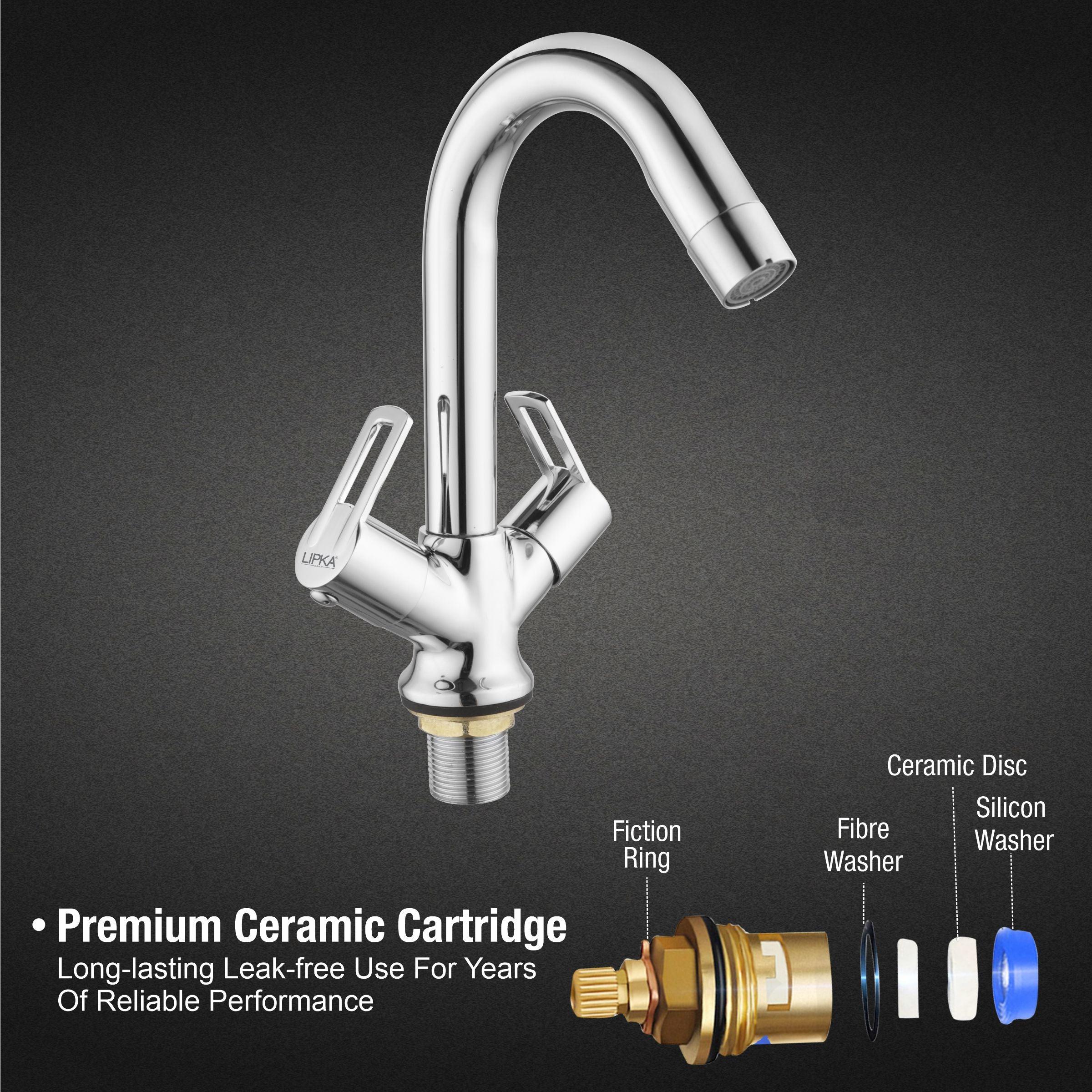 Kube Centre Hole Basin Mixer Brass Faucet with Swivel Spout - LIPKA - Image 3