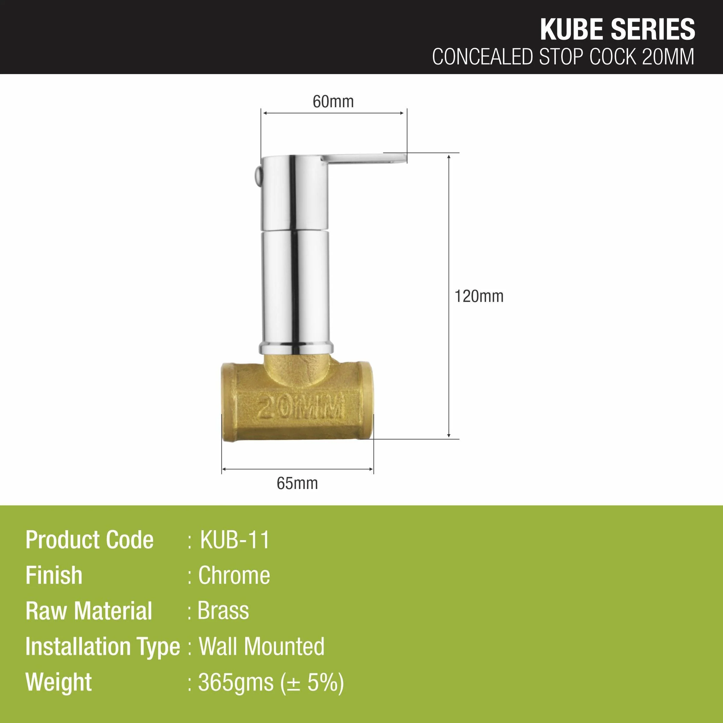 Kube Concealed Stop Valve (20mm) Brass Faucet - LIPKA - Image 2