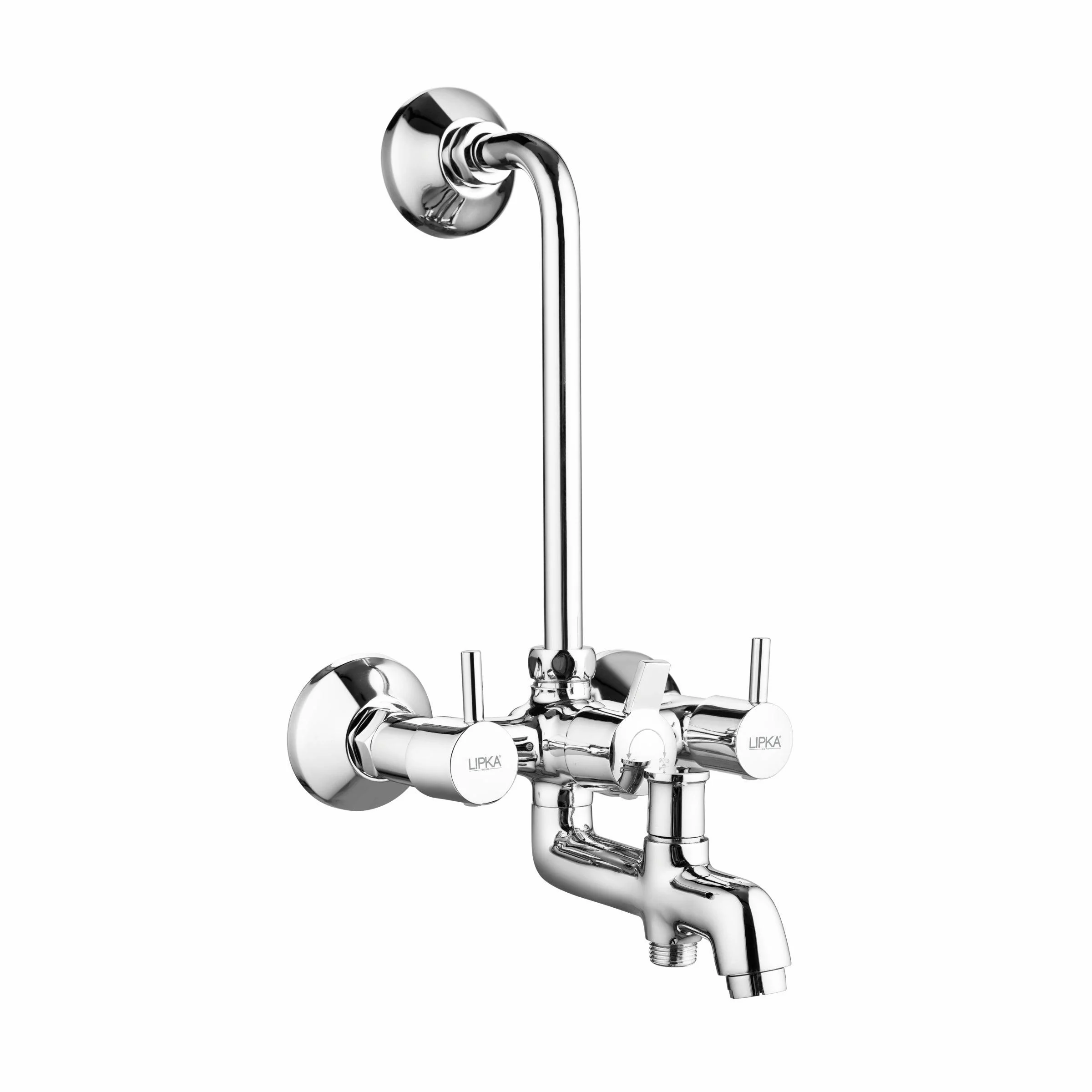 Kyron 3 in 1 Wall Mixer Brass Faucet with L Bend - LIPKA