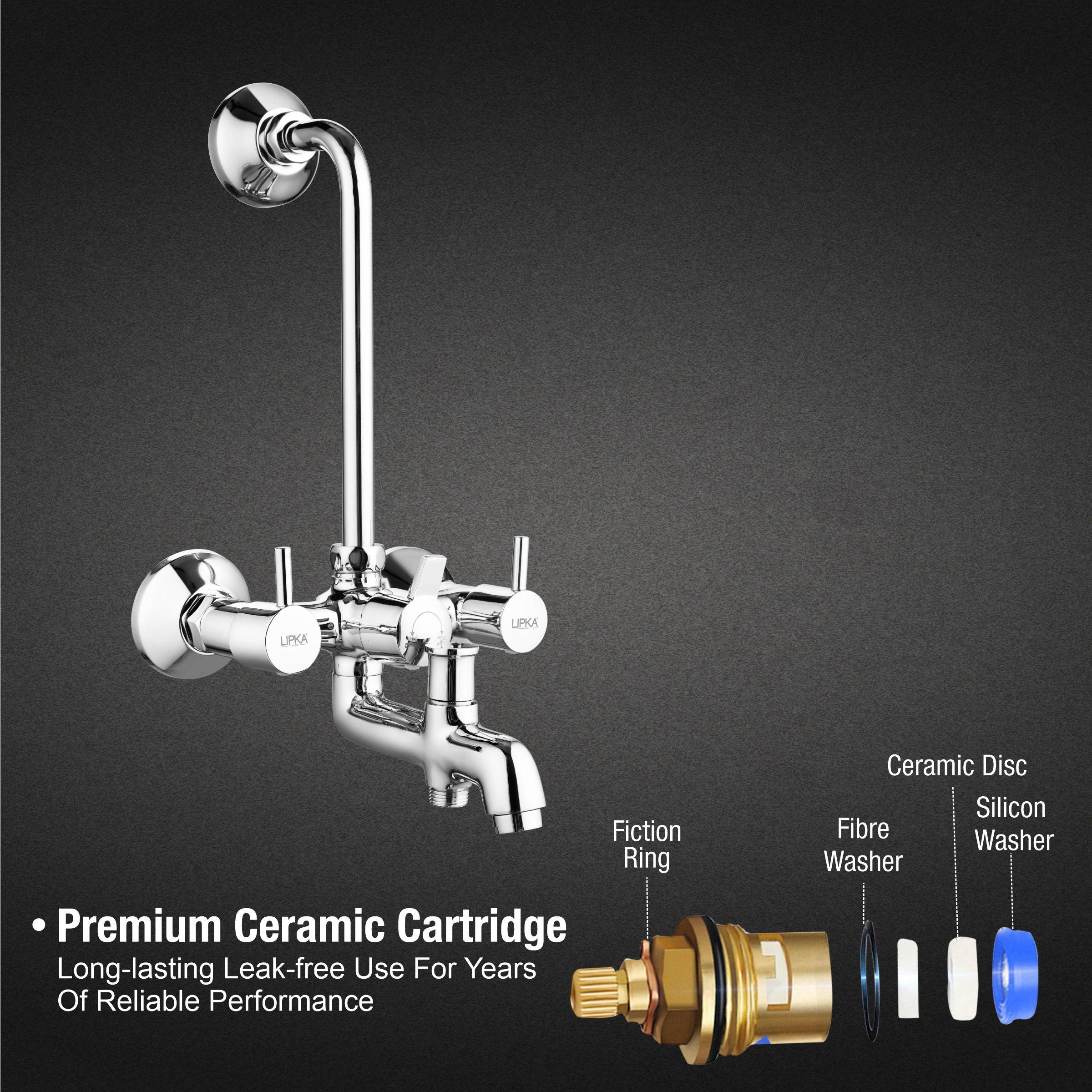 Kyron 3 in 1 Wall Mixer Brass Faucet with L Bend - LIPKA - Image 3