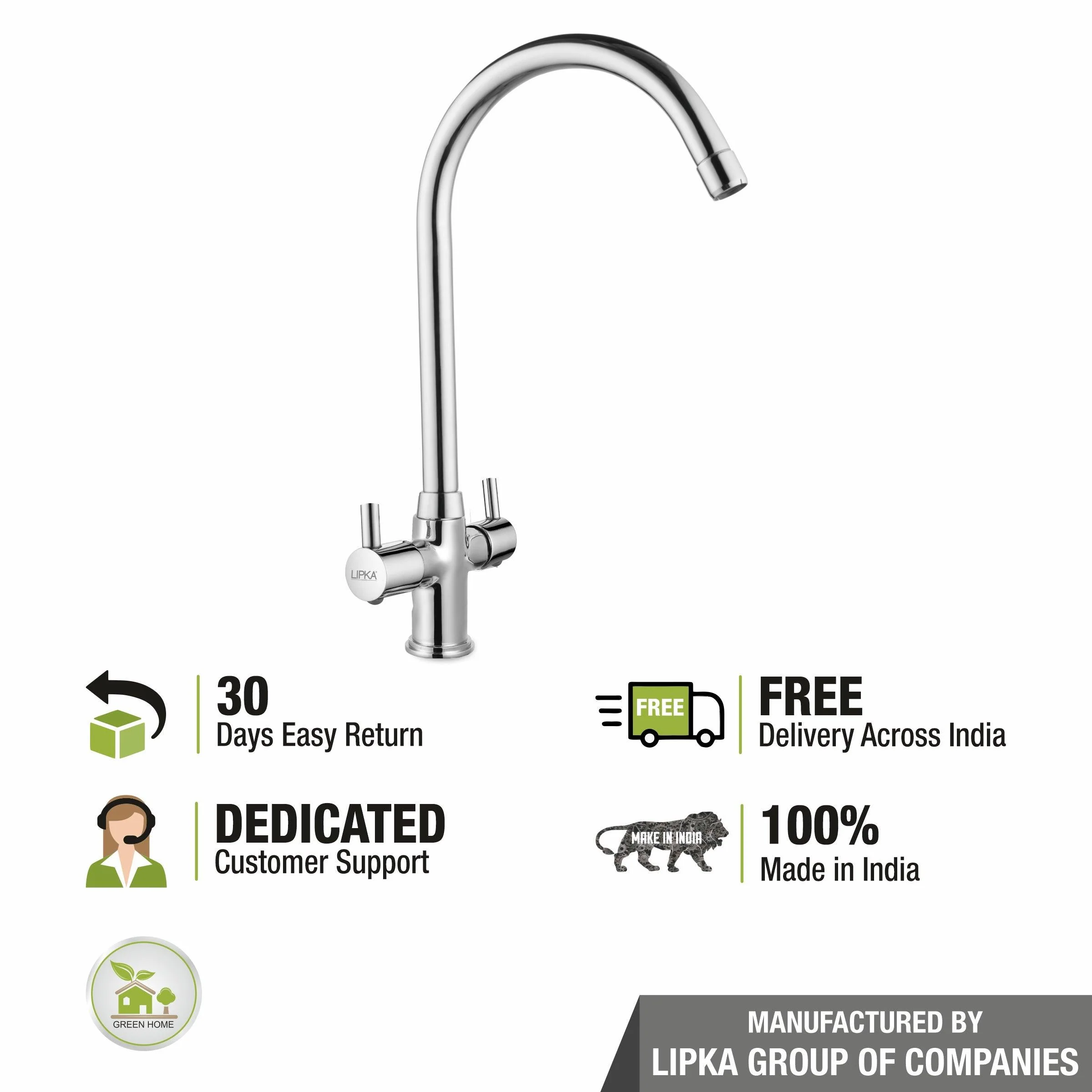 Kyron Centre Hole Basin Mixer Brass Faucet with Round Swivel Spout (20 Inches) - LIPKA - Image 6