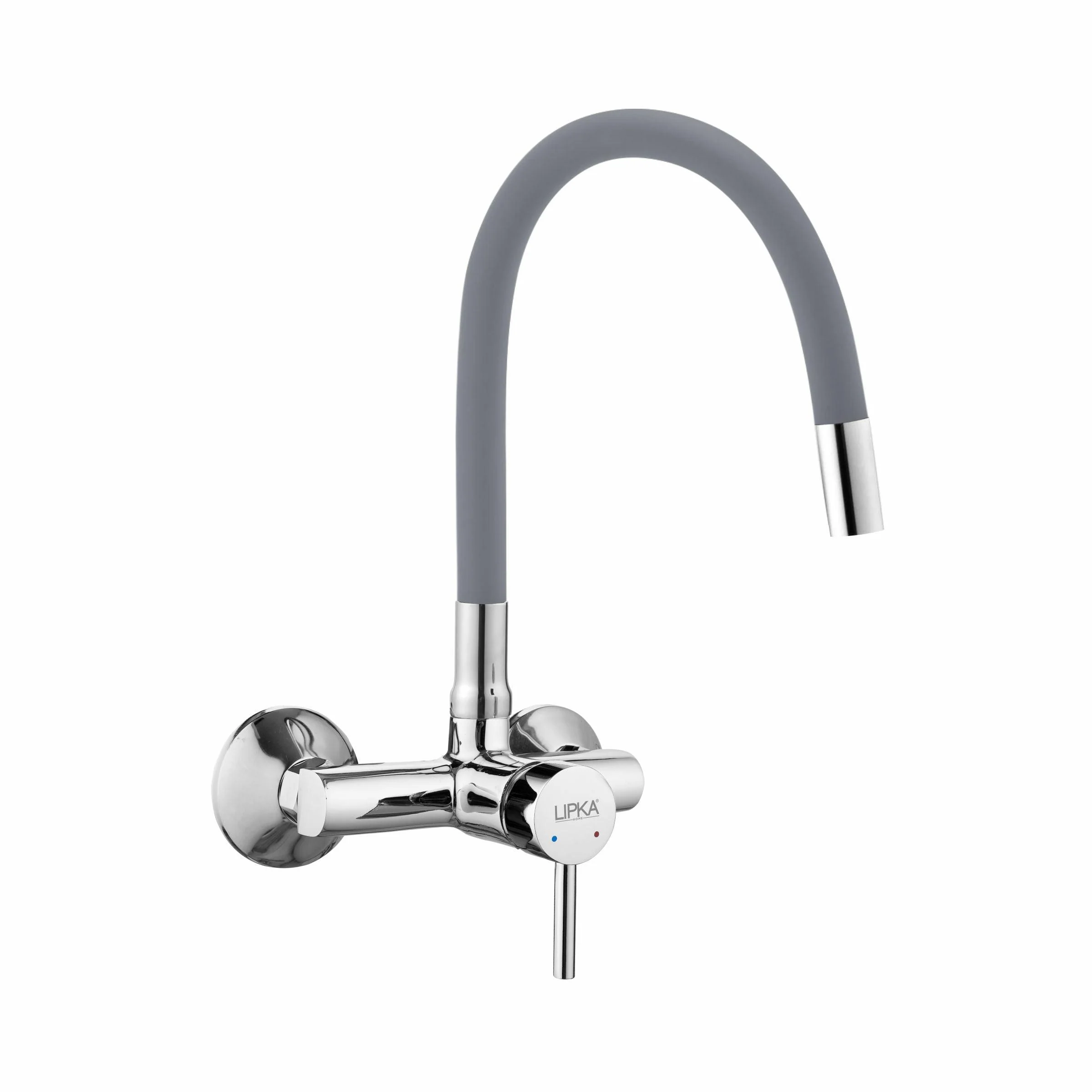 Kyron Single Lever Sink Mixer with Grey Flexible Silicone Spout (20 Inches) - LIPKA