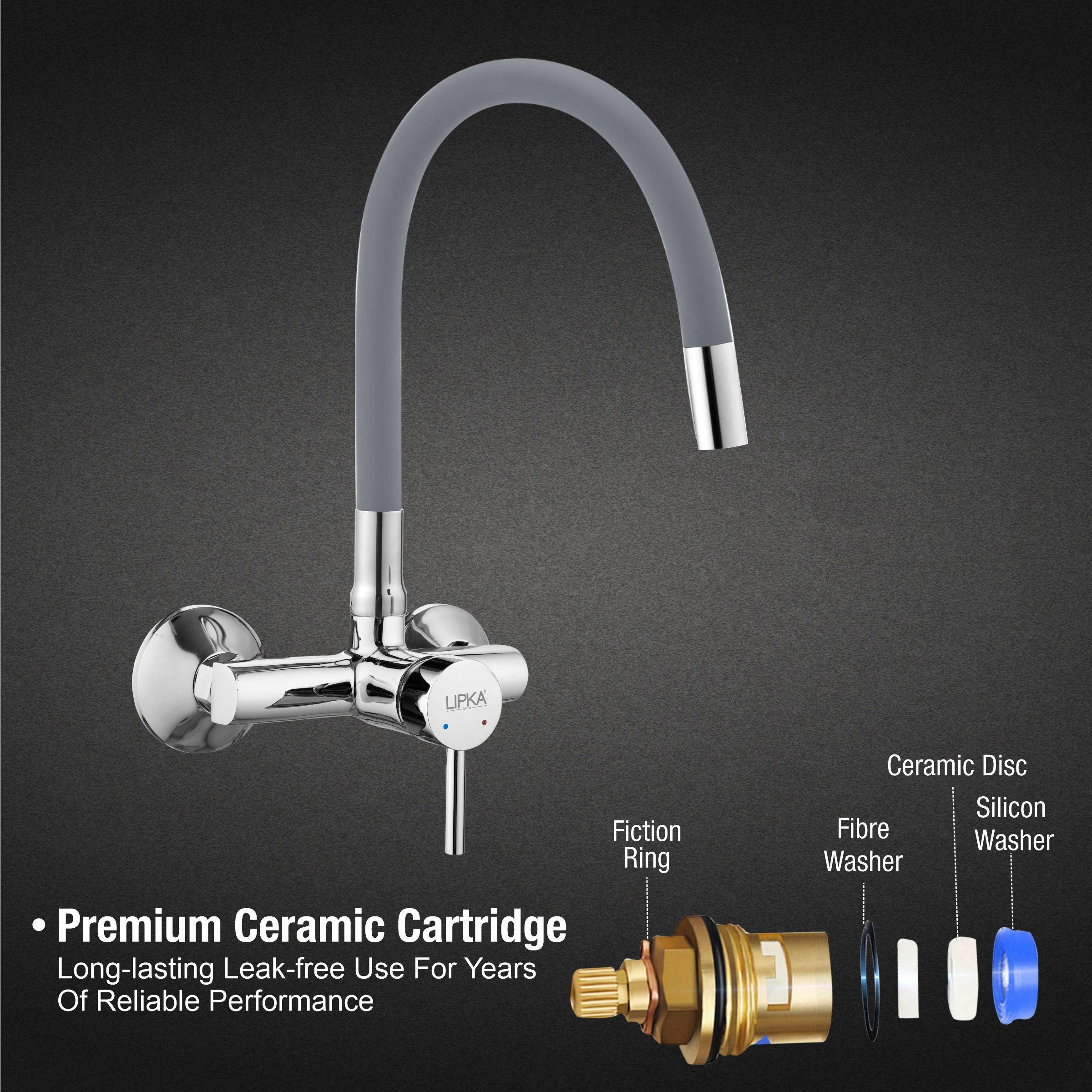 Kyron Single Lever Sink Mixer with Grey Flexible Silicone Spout (20 Inches) - LIPKA - Image 3