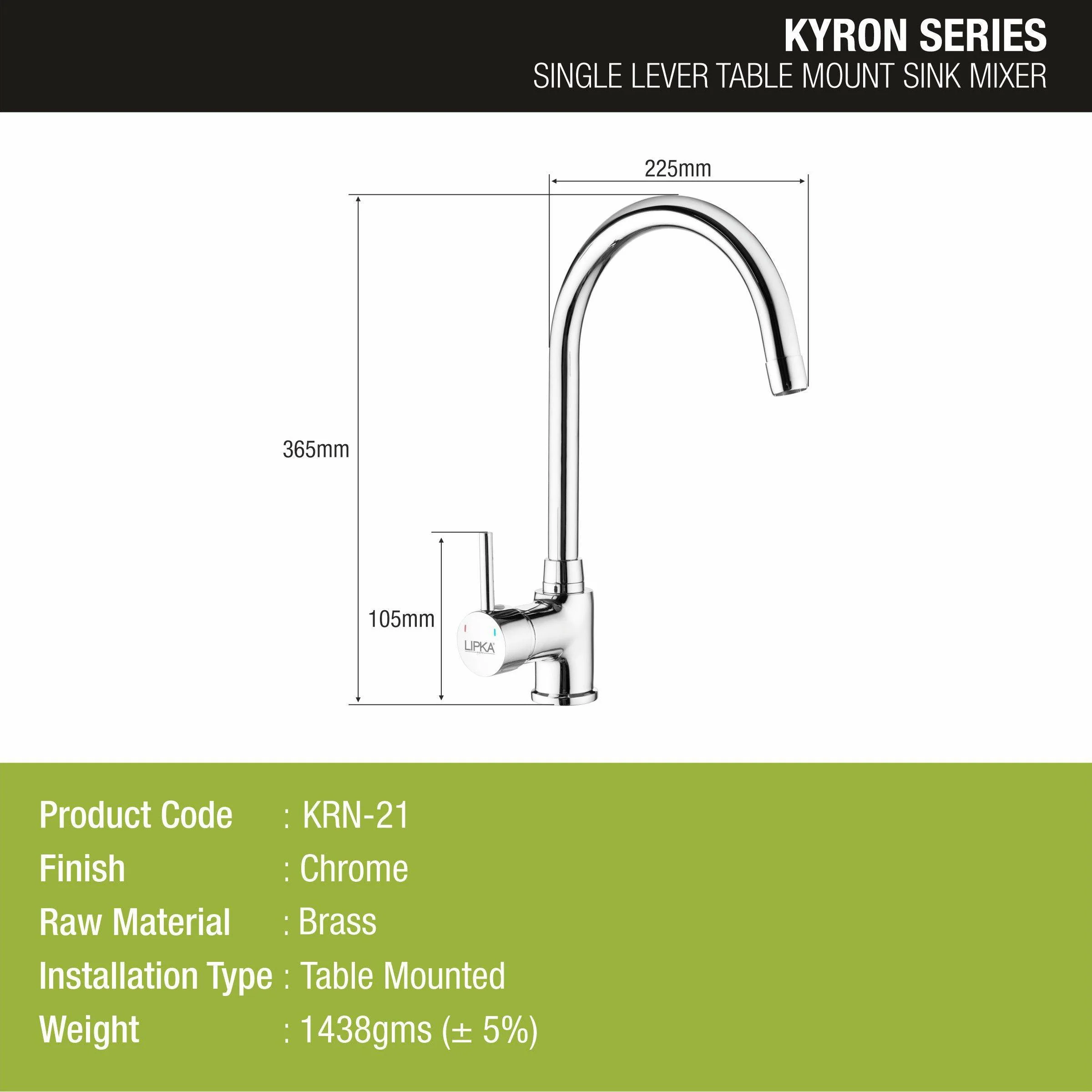 Kyron Single Lever Table Mount Sink Mixer Brass Faucet with Round Swivel Spout (20 Inches) - LIPKA - Image 2