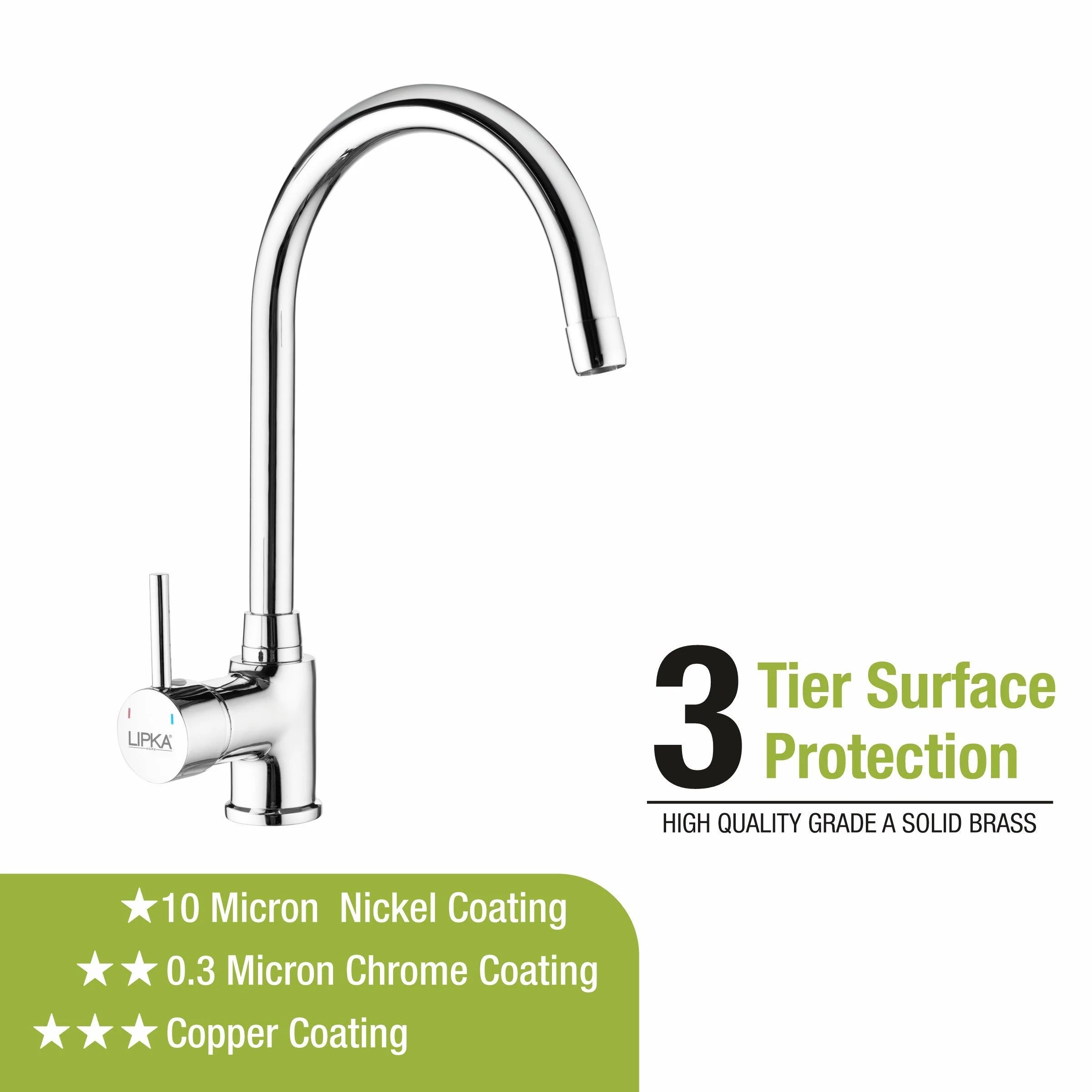 Kyron Single Lever Table Mount Sink Mixer Brass Faucet with Round Swivel Spout (20 Inches) - LIPKA - Image 4