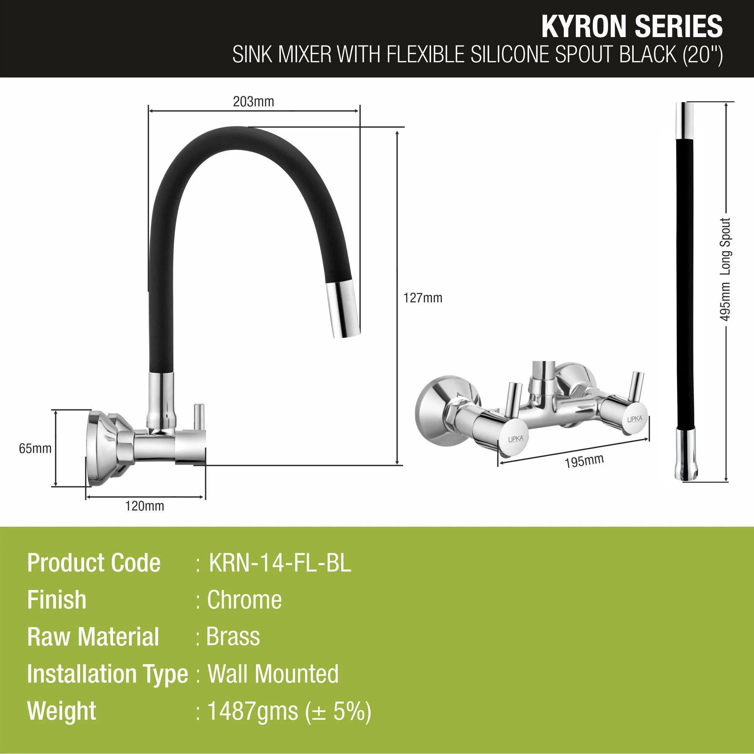 Kyron Sink Mixer Brass Faucet with Flexible Silicone Spout (Black) - LIPKA - Image 2