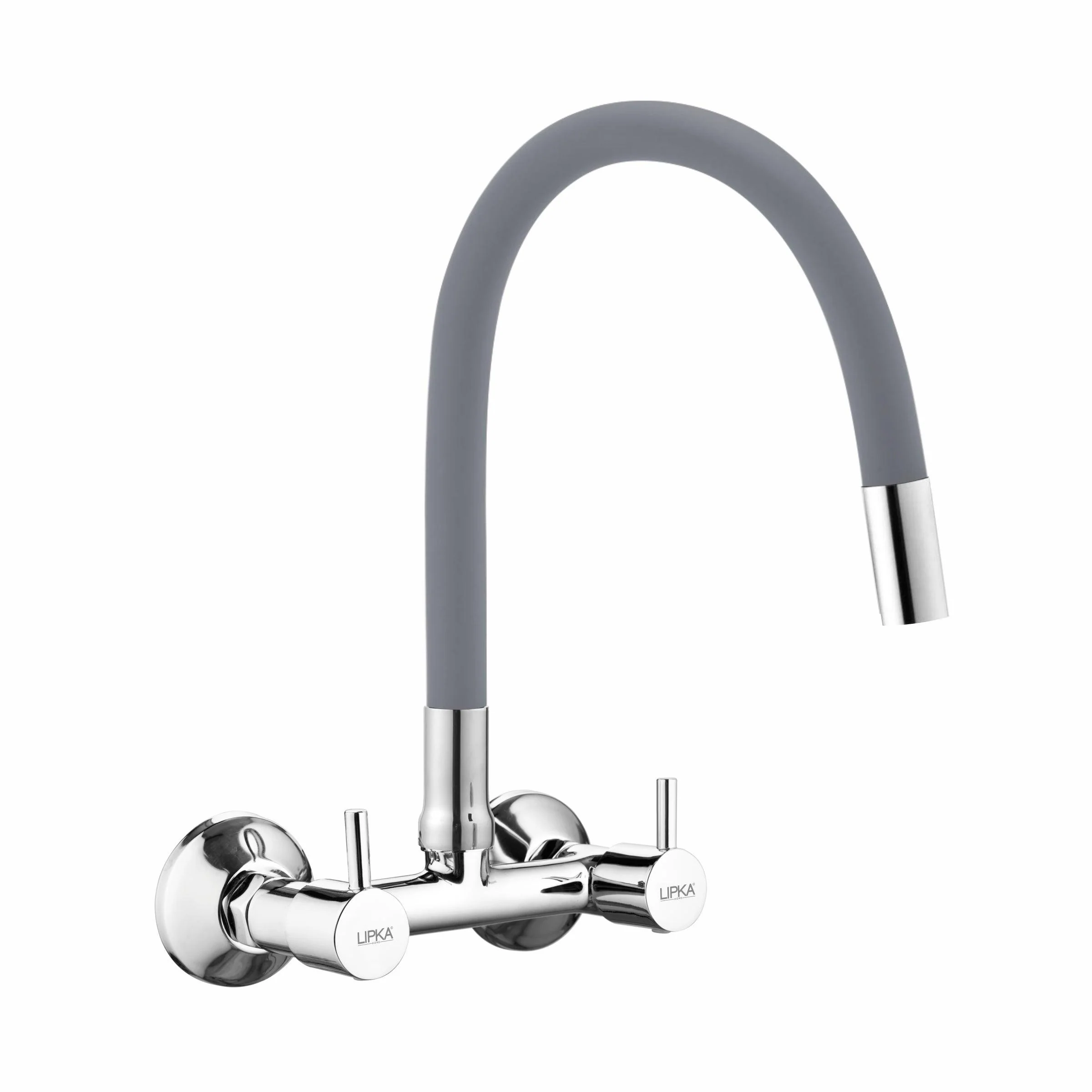 Kyron Sink Mixer Brass Faucet with Flexible Silicone Spout (Grey) - LIPKA