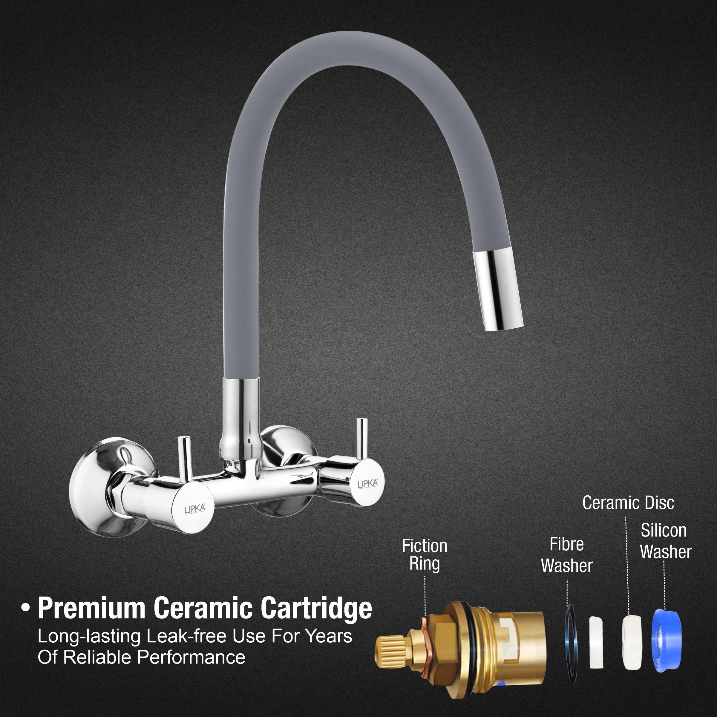 Kyron Sink Mixer Brass Faucet with Flexible Silicone Spout (Grey) - LIPKA - Image 3