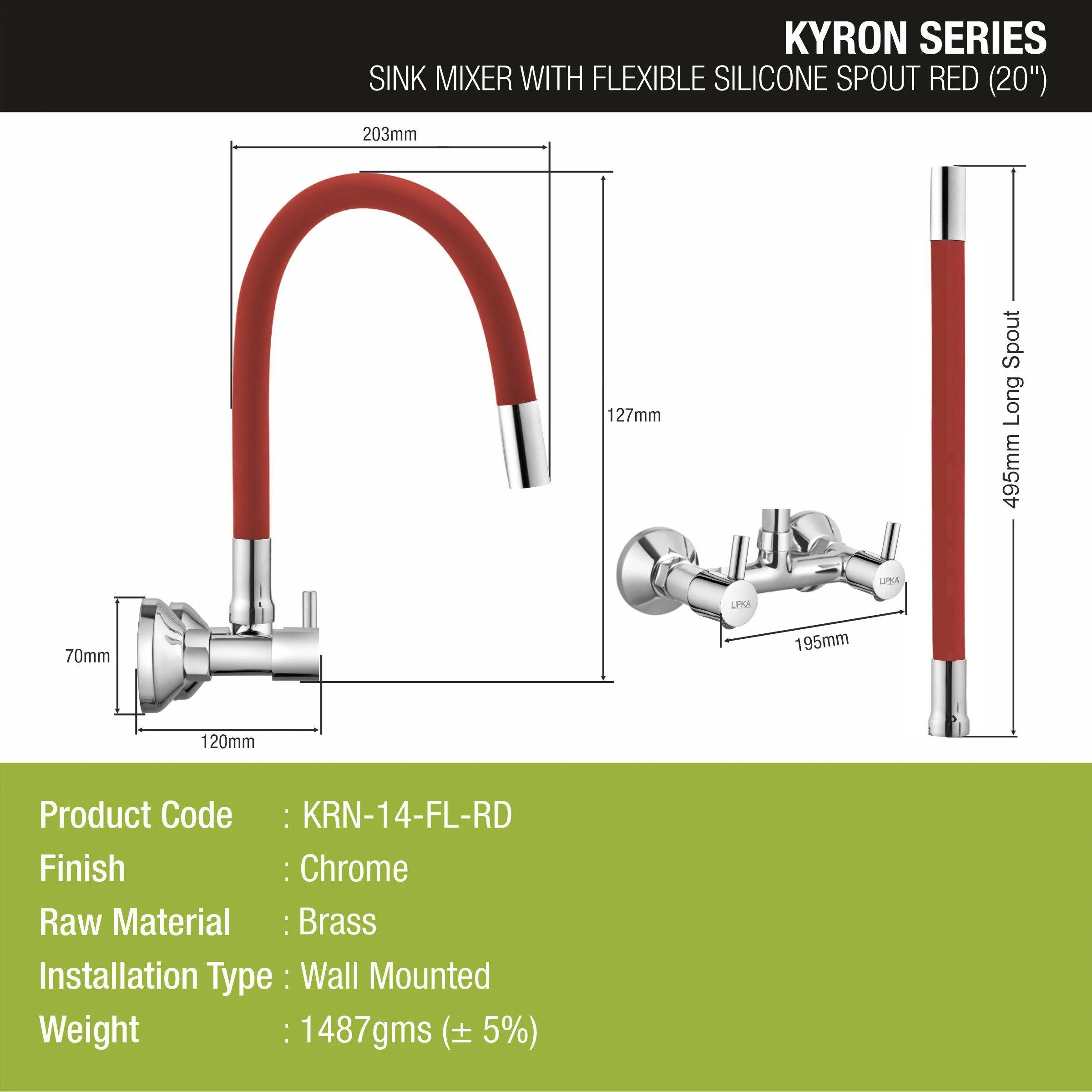 Kyron Sink Mixer Brass Faucet with Flexible Silicone Spout (Red) - LIPKA - Image 2