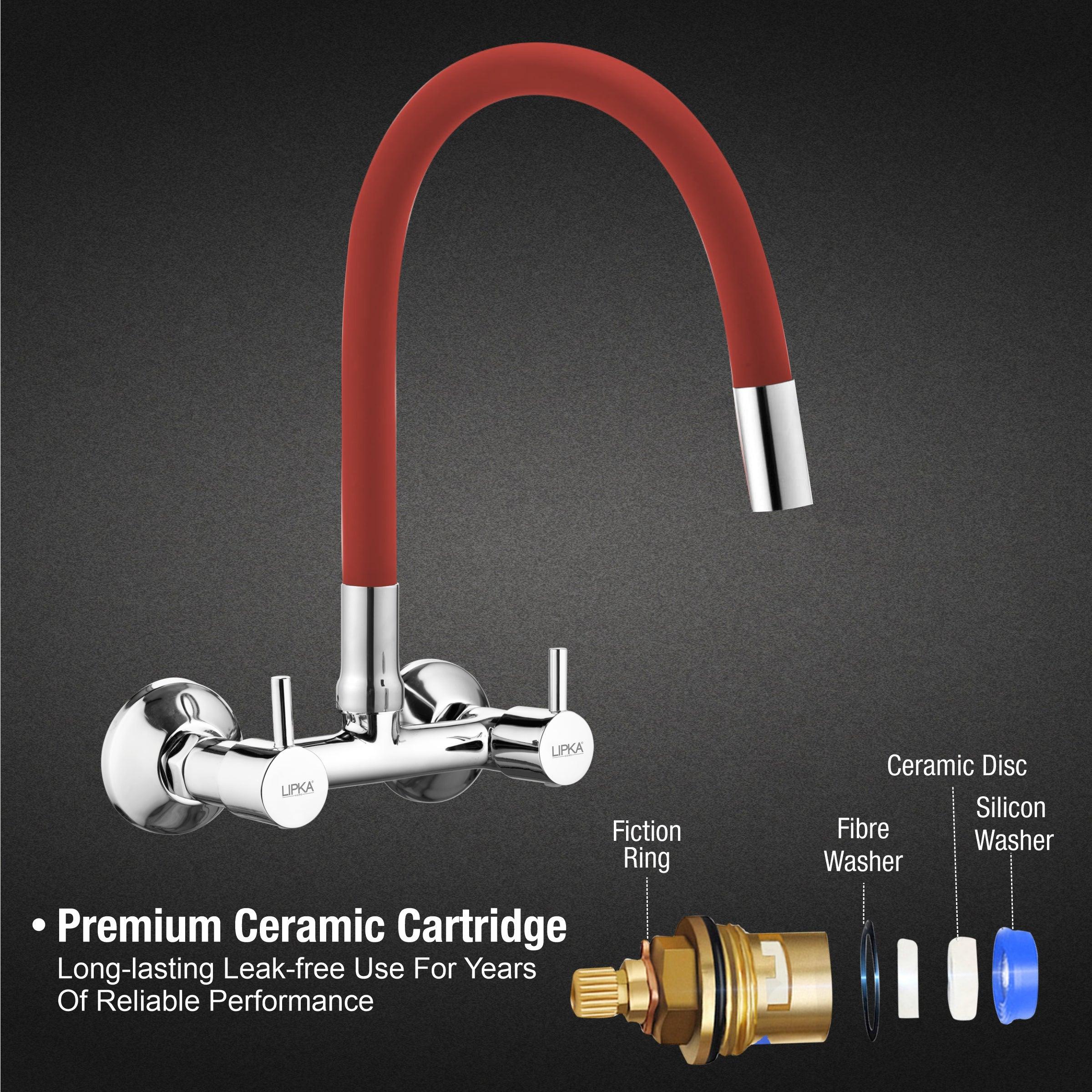 Kyron Sink Mixer Brass Faucet with Flexible Silicone Spout (Red) - LIPKA - Image 3