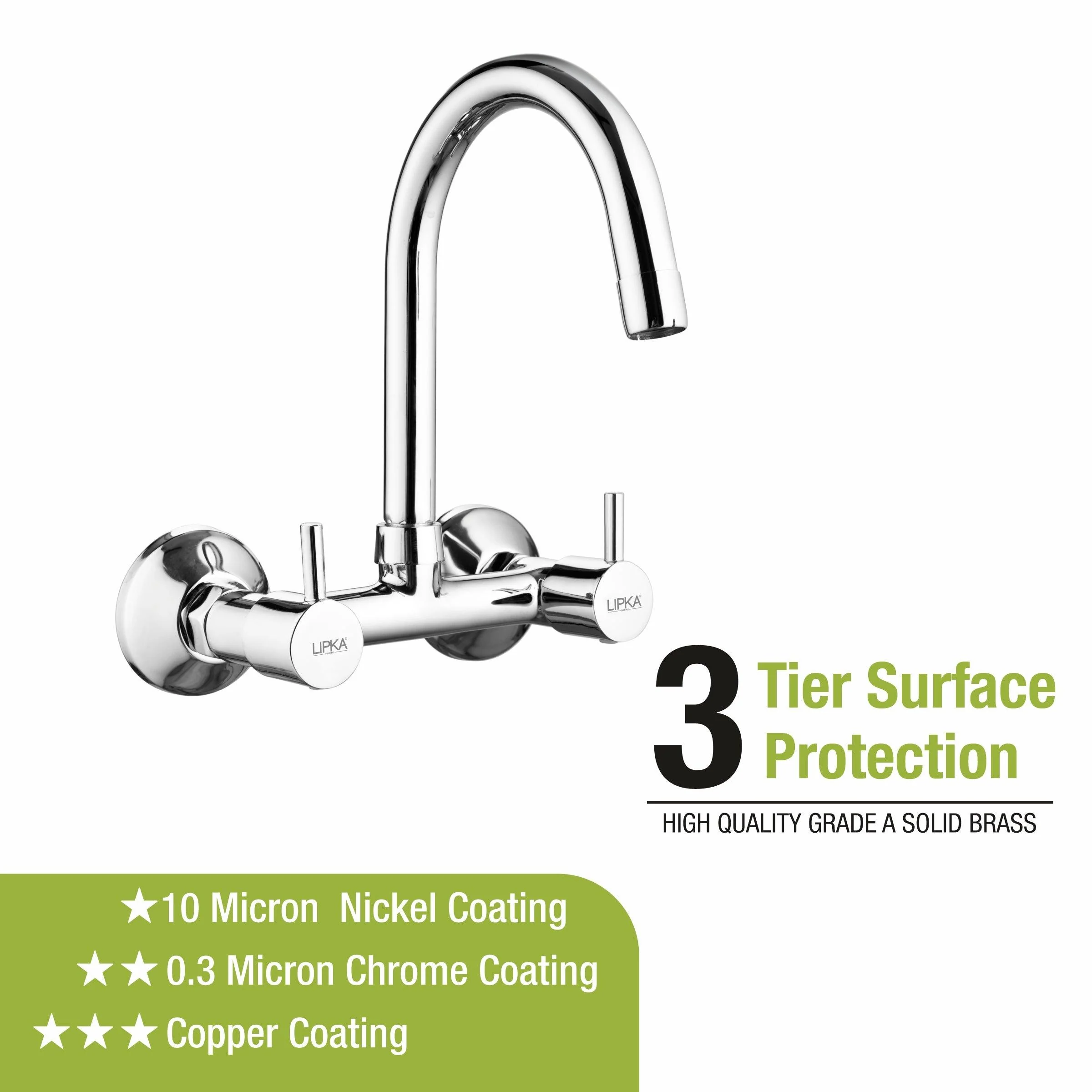 Kyron Sink Mixer Brass Faucet with Round Swivel Spout (12 Inches) - LIPKA - Image 5