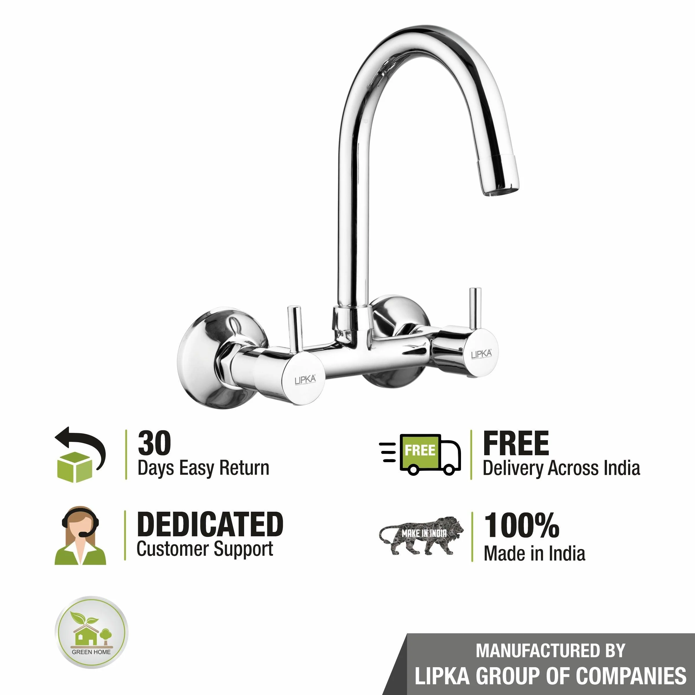 Kyron Sink Mixer Brass Faucet with Round Swivel Spout (12 Inches) - LIPKA - Image 7