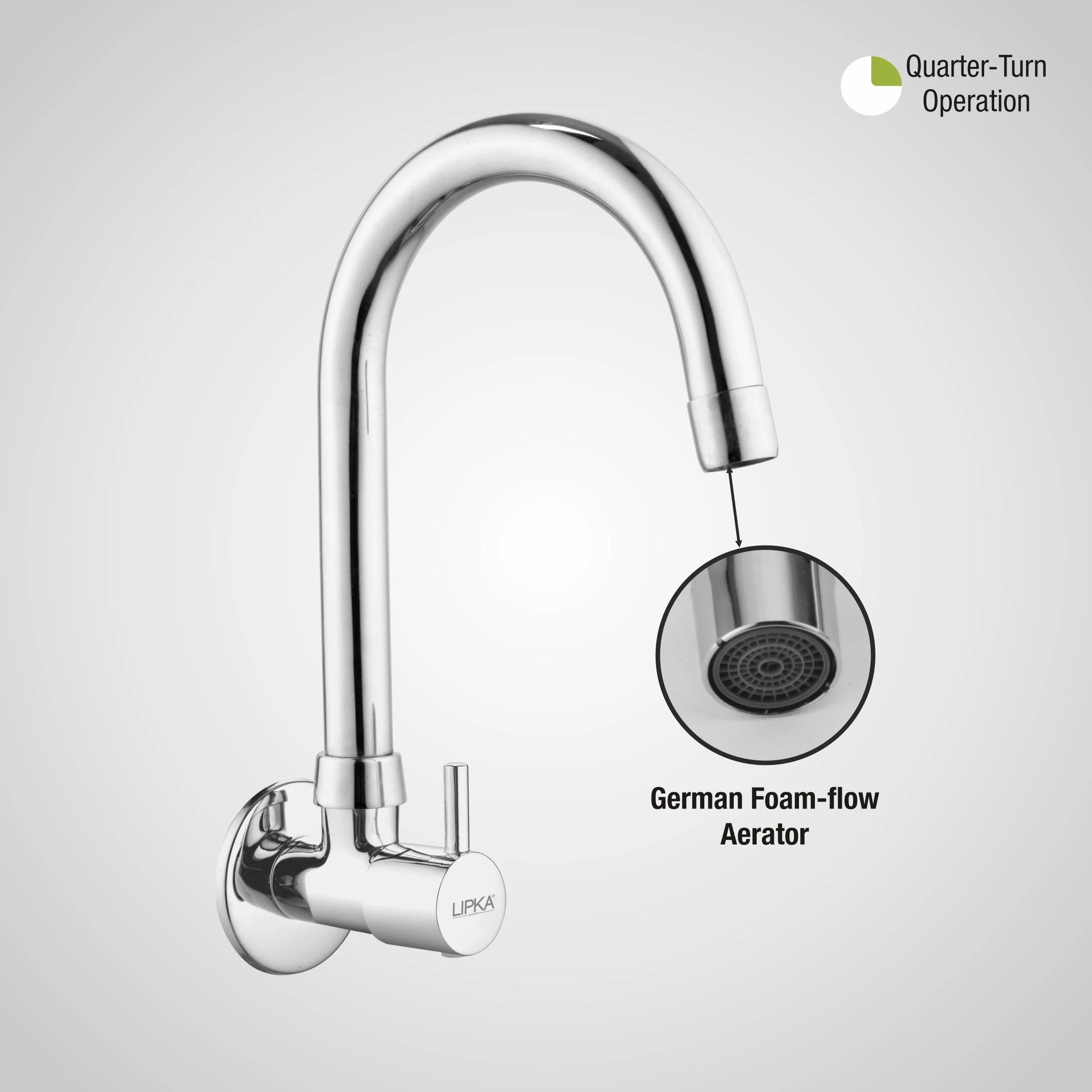 Kyron Sink Tap Brass Faucet with Round Swivel Spout (15 Inches) - LIPKA - Image 5