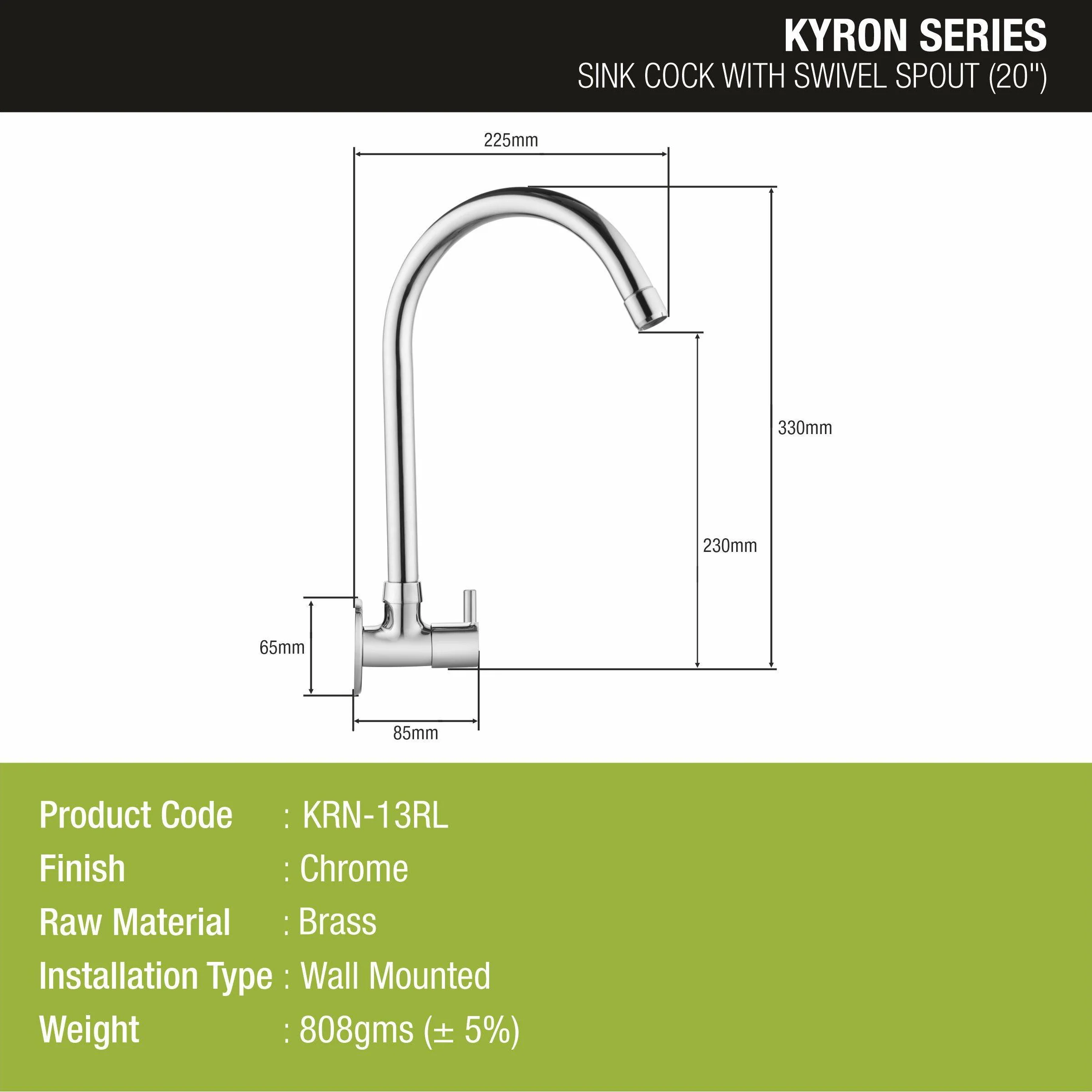 Kyron Sink Tap Brass Faucet with Round Swivel Spout (20 Inches) - LIPKA - Image 2
