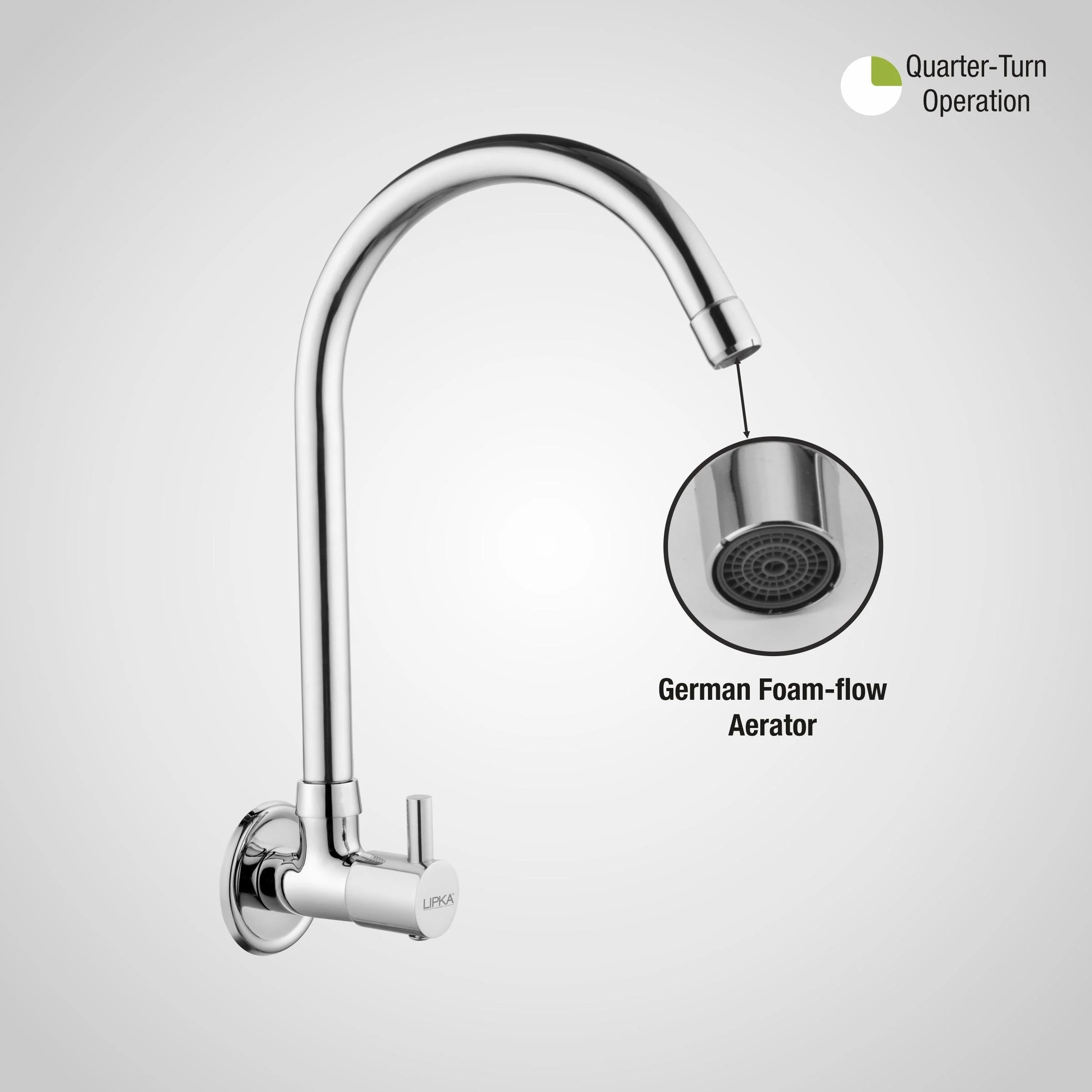 Kyron Sink Tap Brass Faucet with Round Swivel Spout (20 Inches) - LIPKA - Image 5