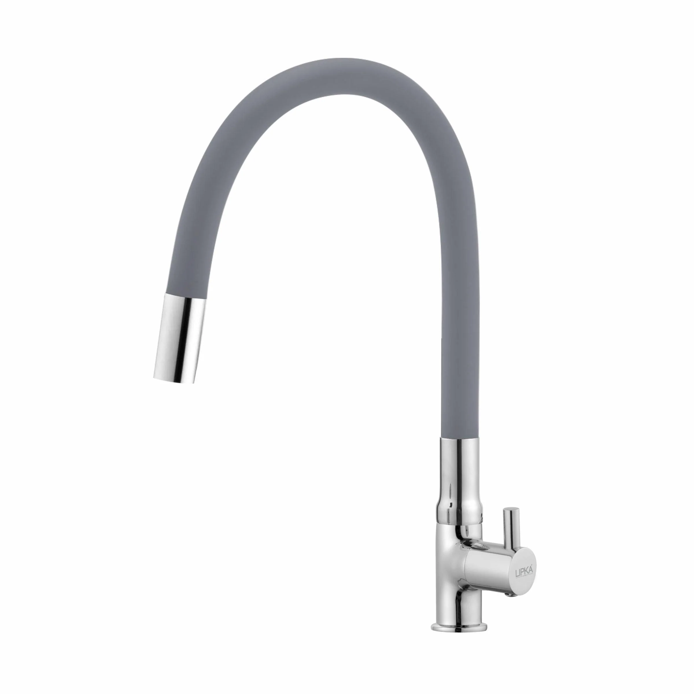 Kyron Swan Neck Brass Faucet with Flexible Silicone Spout (Grey) - LIPKA