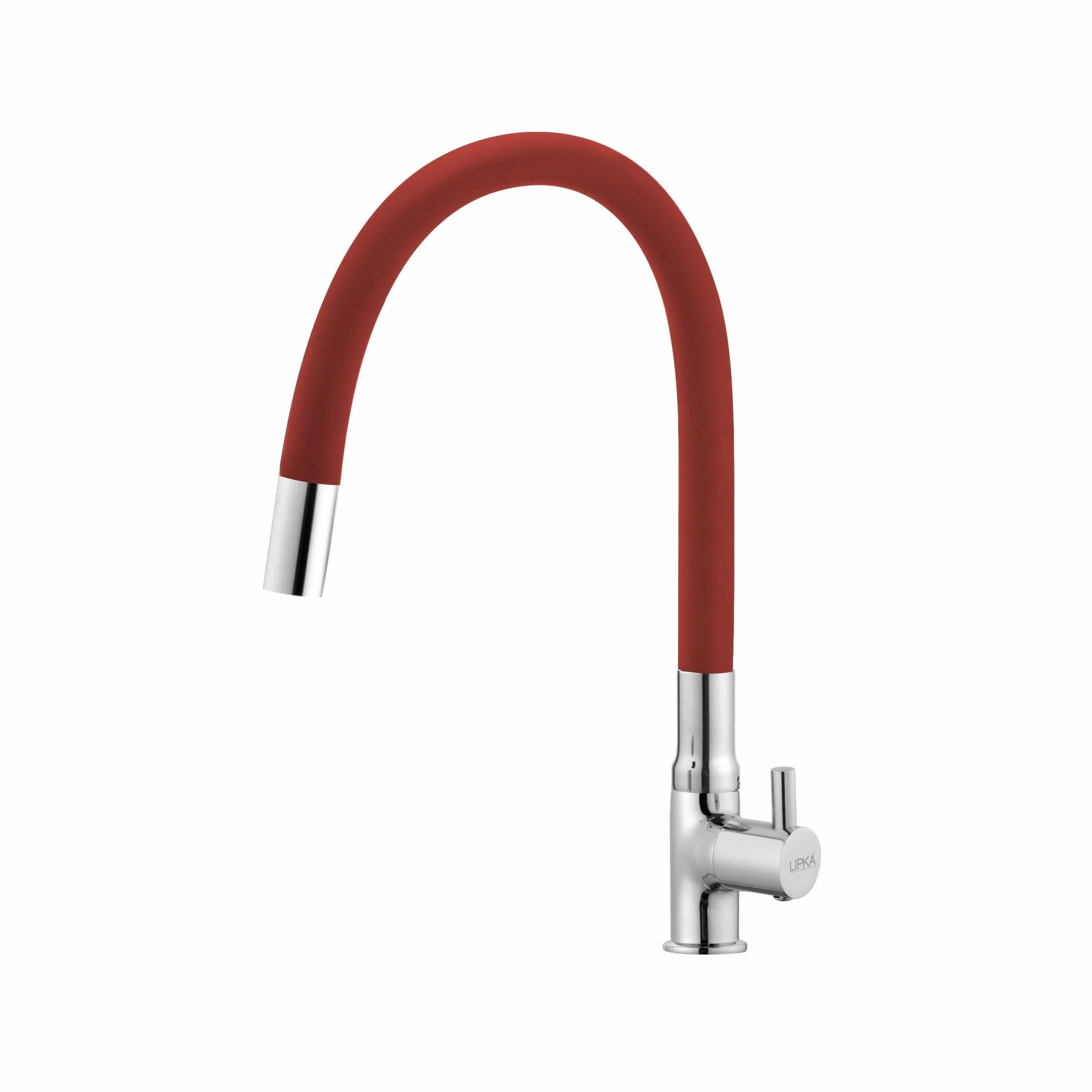 Kyron Swan Neck Brass Faucet with Flexible Silicone Spout (Red) - LIPKA