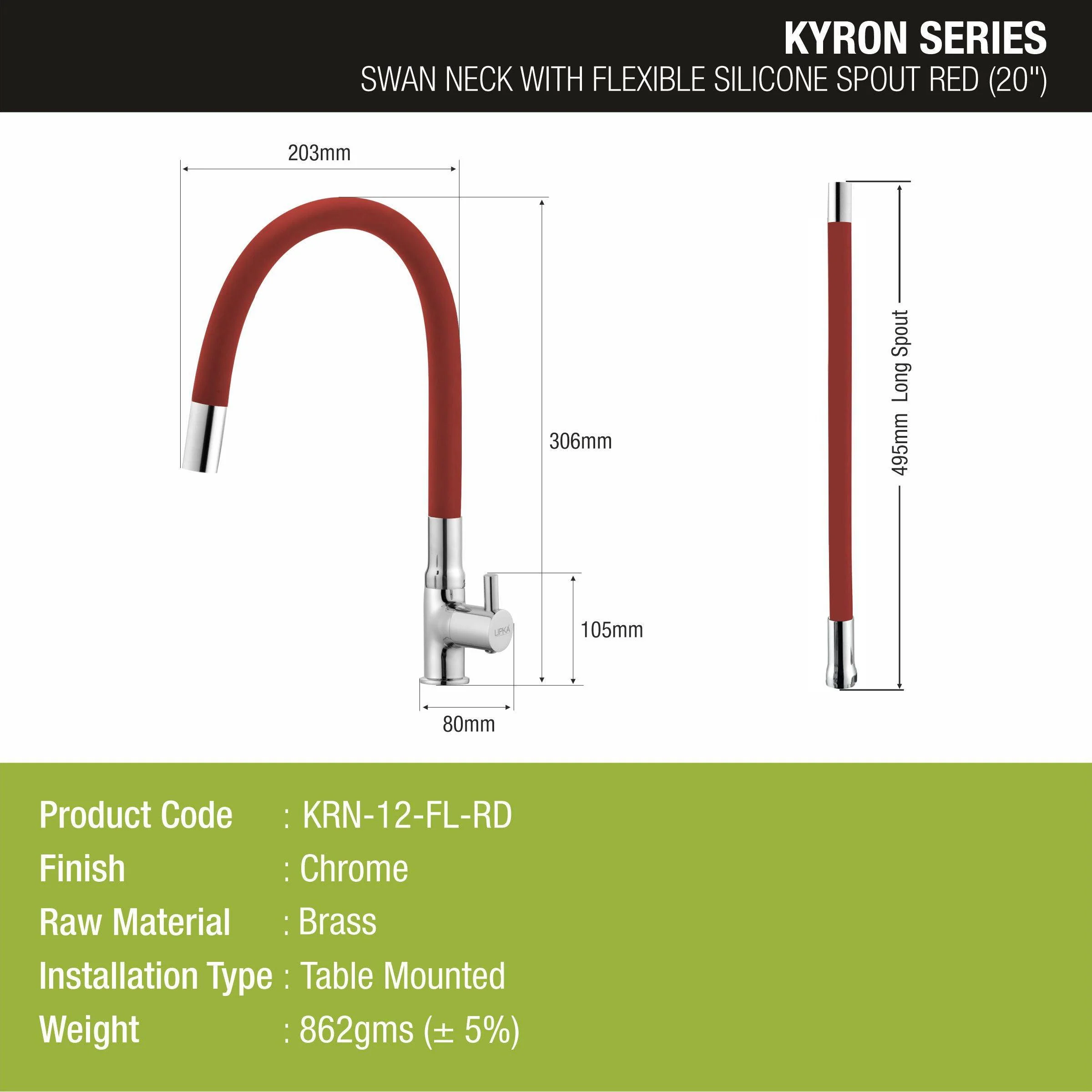 Kyron Swan Neck Brass Faucet with Flexible Silicone Spout (Red) - LIPKA - Image 2