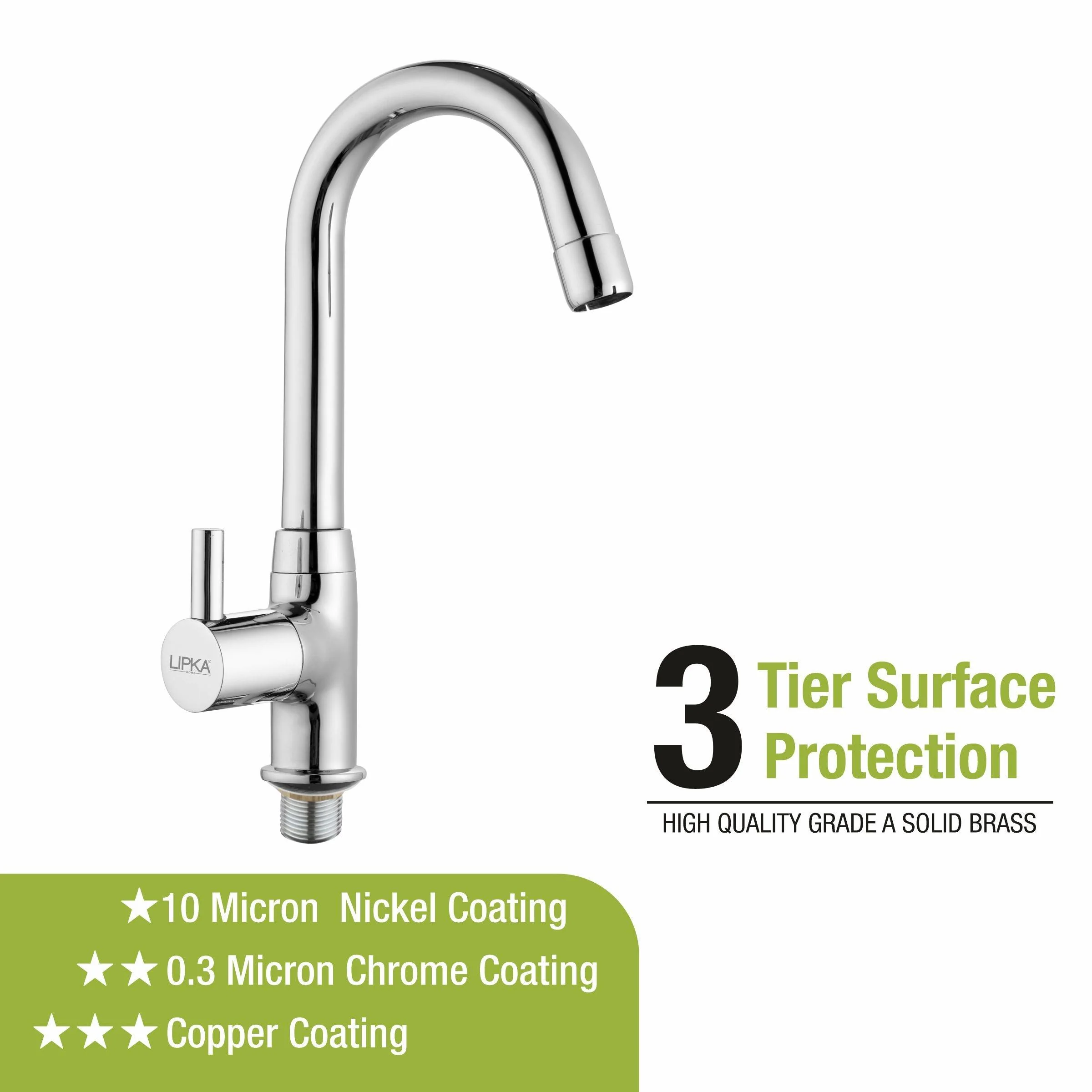 Kyron Swan Neck Brass Faucet with Round Swivel Spout (12 Inches) - LIPKA - Image 4