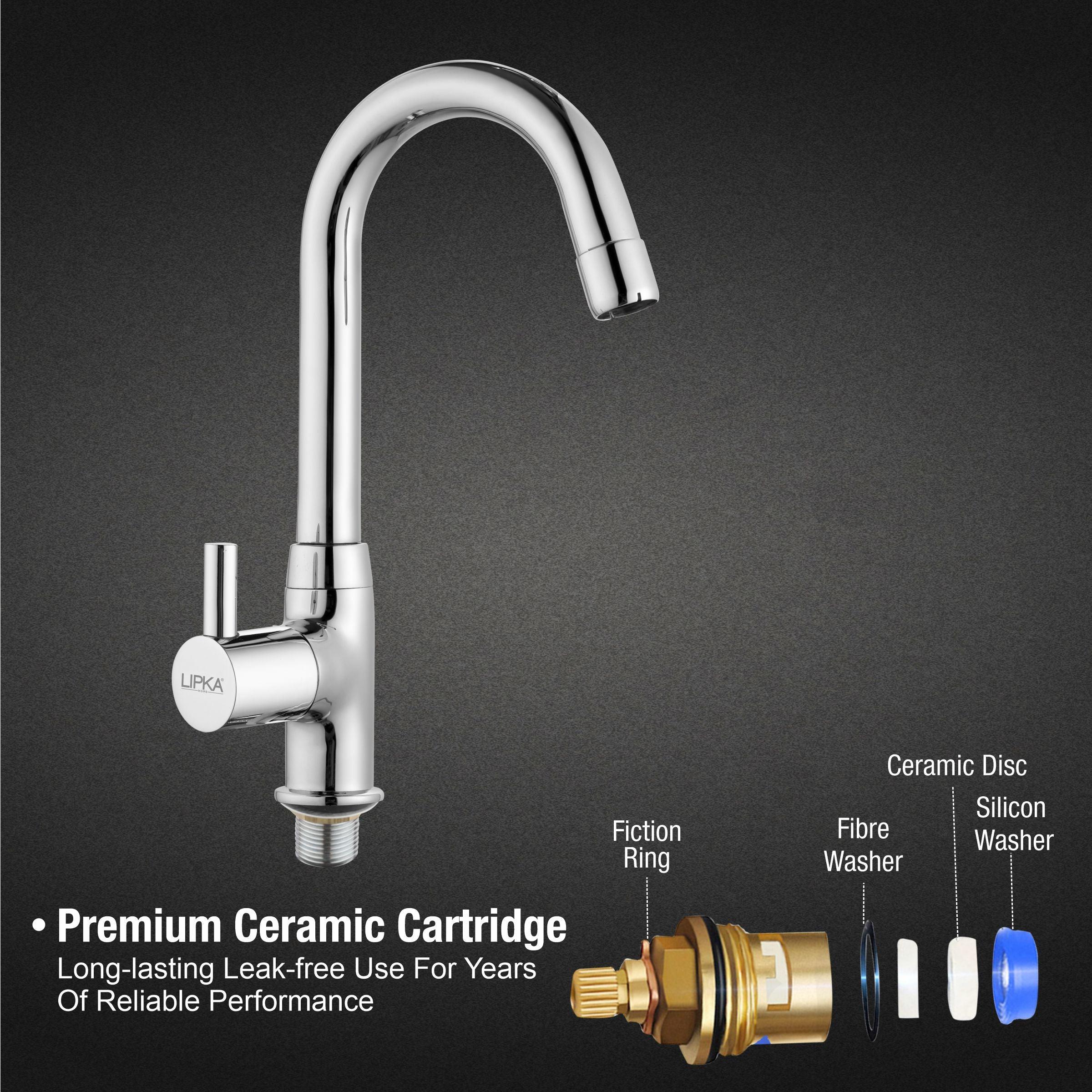 Kyron Swan Neck Brass Faucet with Round Swivel Spout (15 Inches) - LIPKA - Image 3