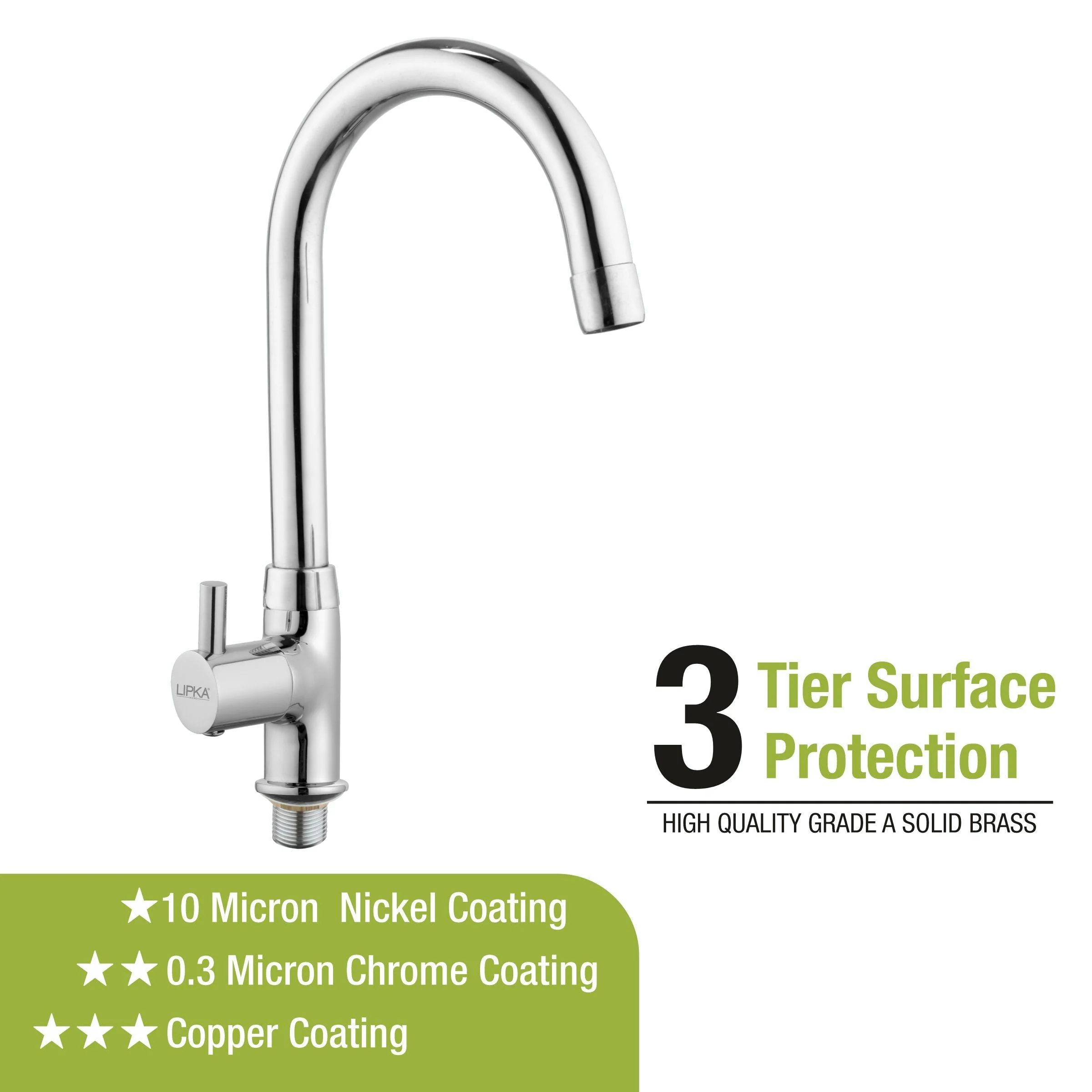 Kyron Swan Neck Brass Faucet with Round Swivel Spout (15 Inches) - LIPKA - Image 4