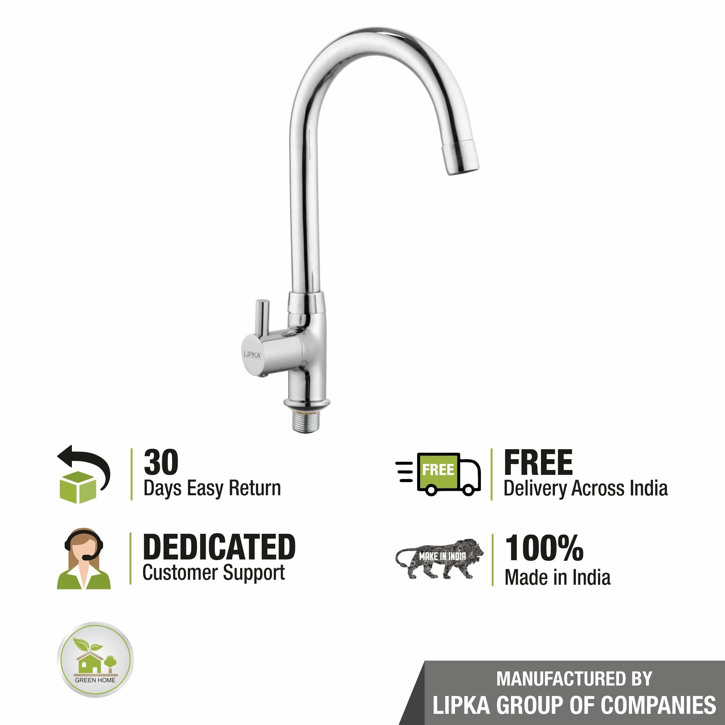 Kyron Swan Neck Brass Faucet with Round Swivel Spout (15 Inches) - LIPKA - Image 7