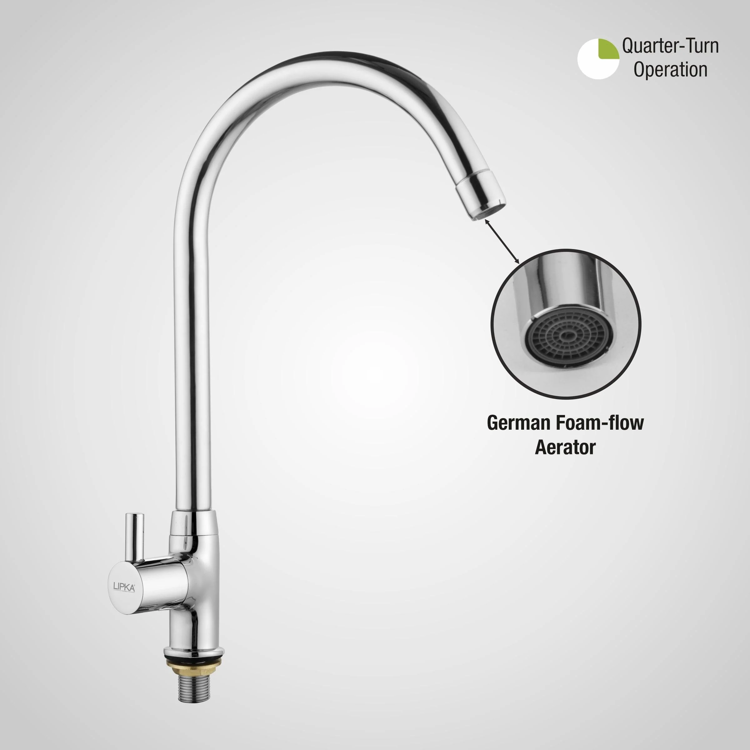 Kyron Swan Neck Brass Faucet with Round Swivel Spout (20 Inches) - LIPKA - Image 5