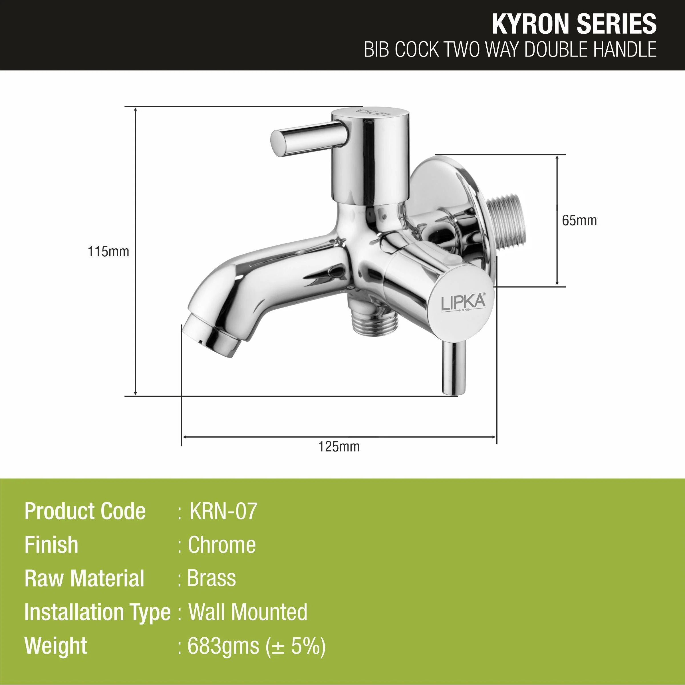 Kyron Two Way Bib Tap Brass Faucet (Double Handle) - LIPKA - Image 2