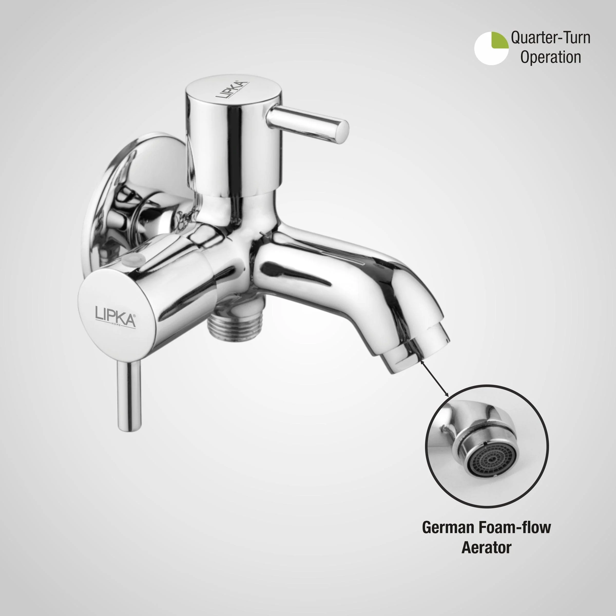Kyron Two Way Bib Tap Brass Faucet (Double Handle) - LIPKA - Image 5