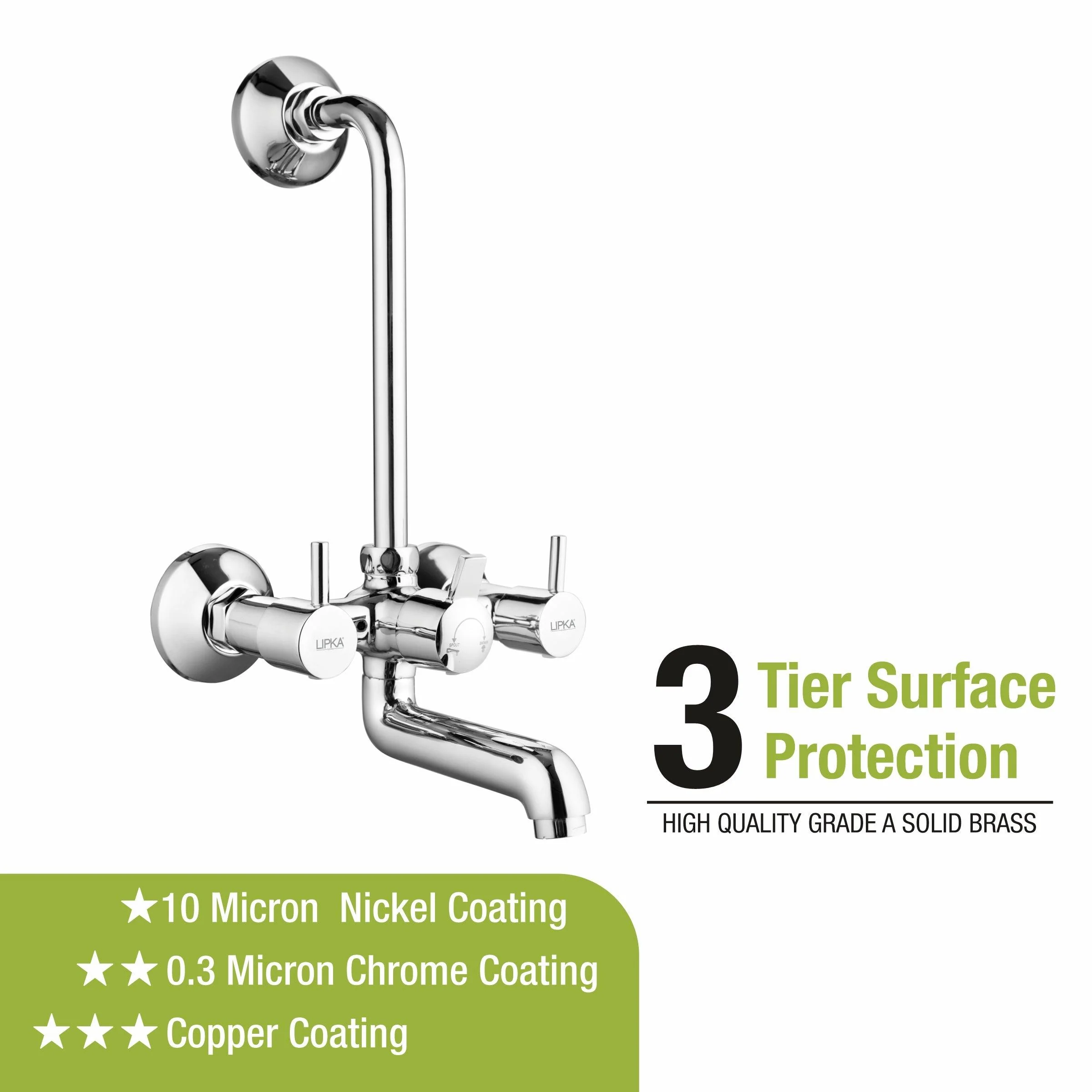 Kyron Wall Mixer Brass Faucet with L Bend - LIPKA - Image 4
