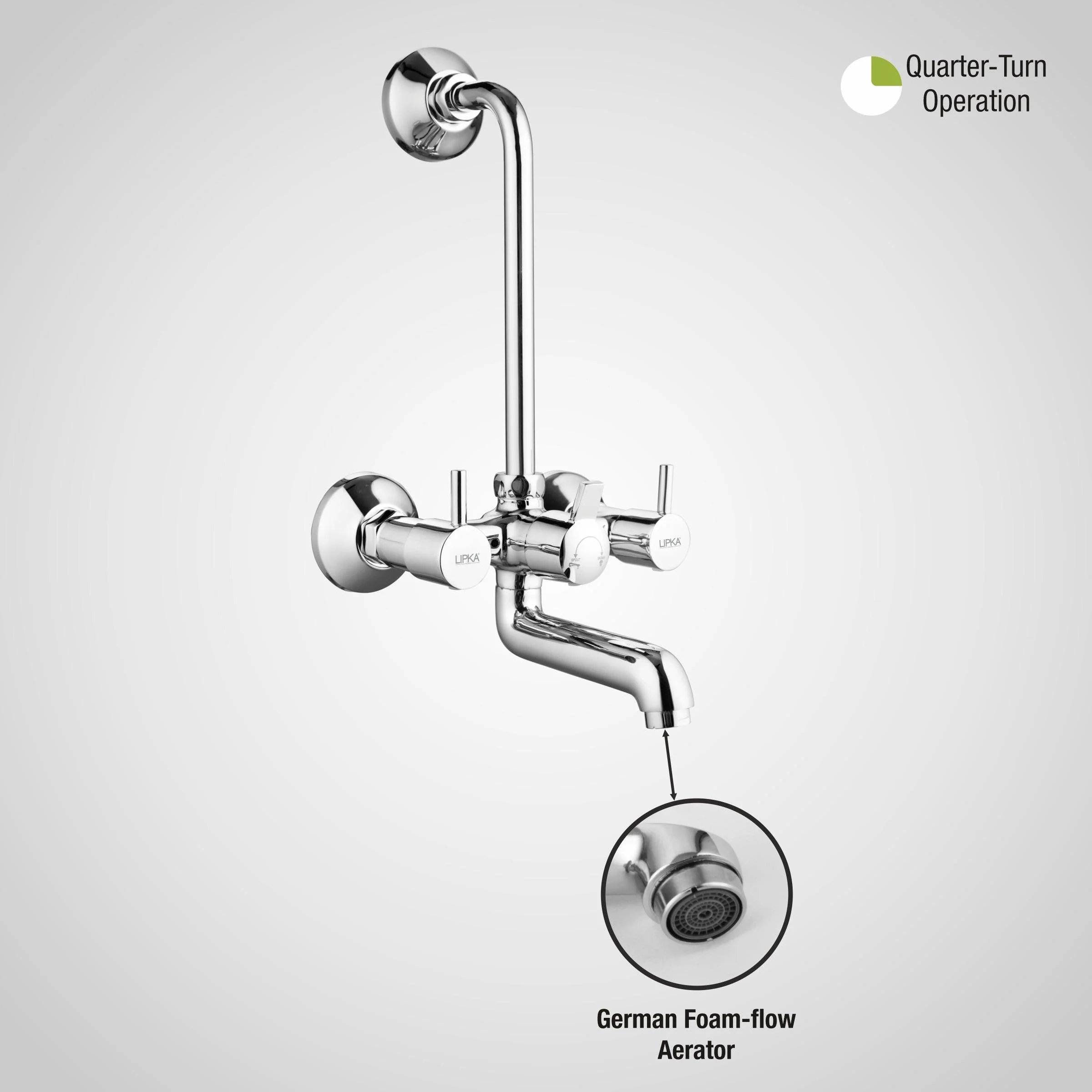 Kyron Wall Mixer Brass Faucet with L Bend - LIPKA - Image 5