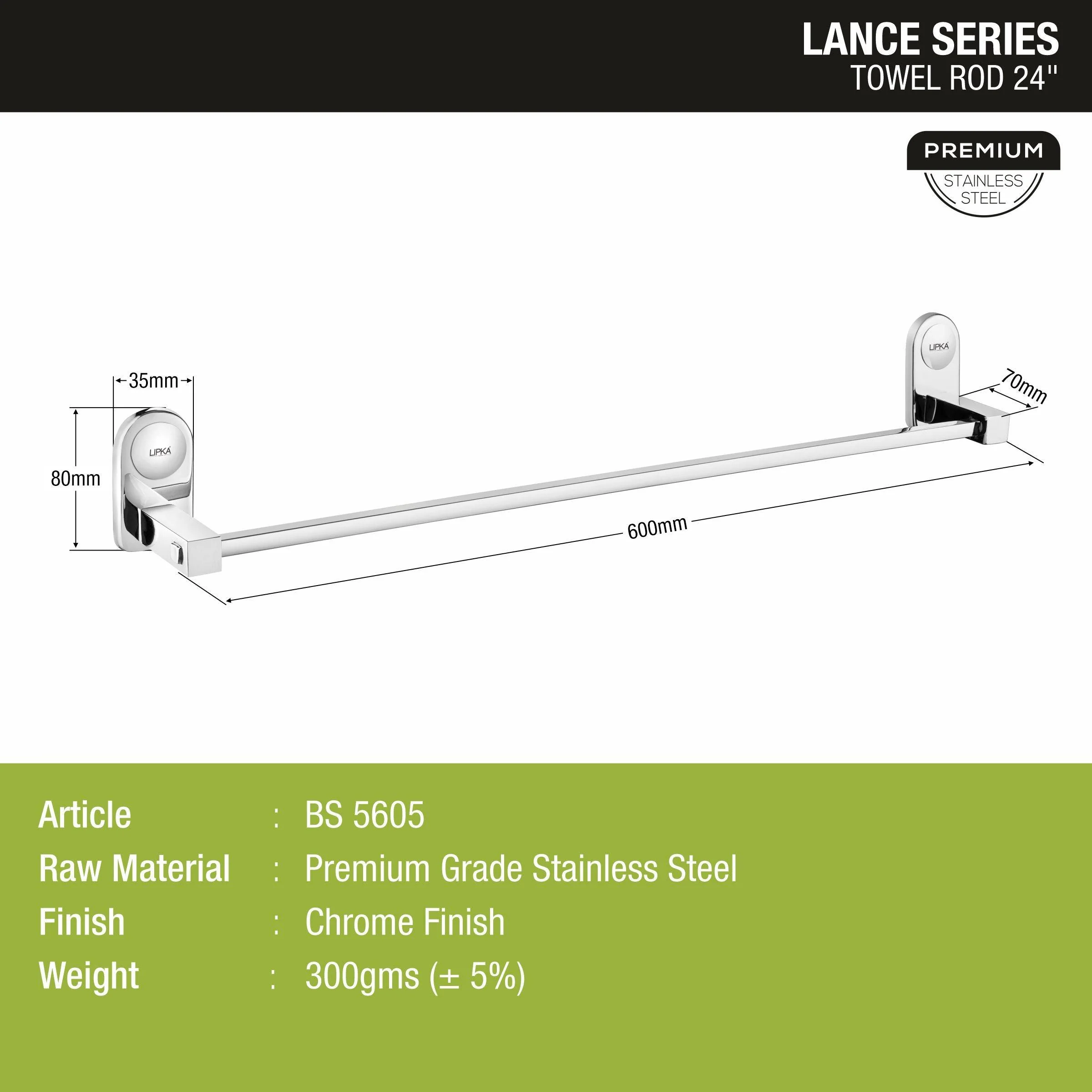 Lance Towel Rod (24 Inches) - LIPKA - Image 3