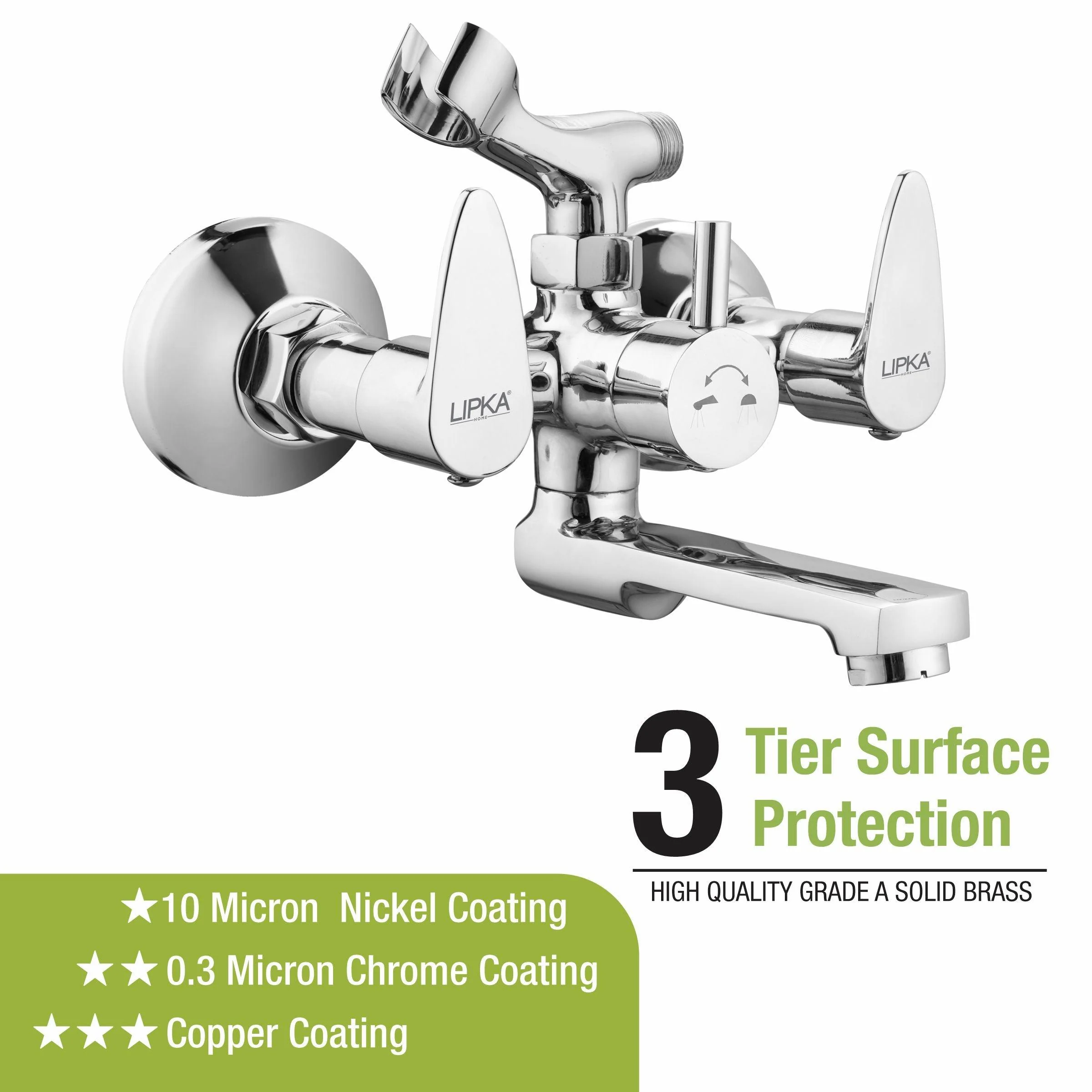 Lava Telephonic Wall Mixer Brass Faucet with Crutch - LIPKA - Image 4
