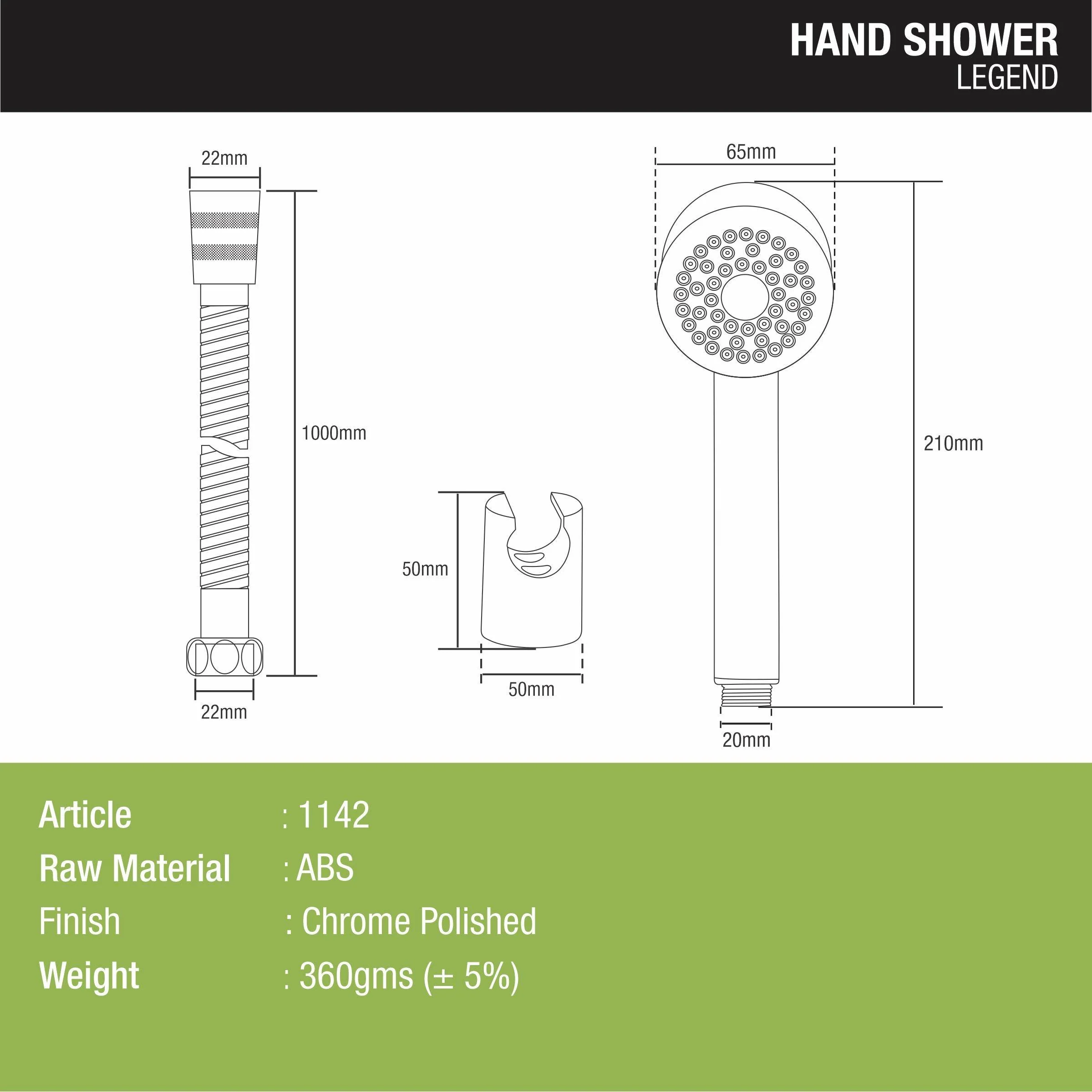 Legend Hand Shower  with Wall Hook & 304-Grade Shower Tube - LIPKA - Image 2