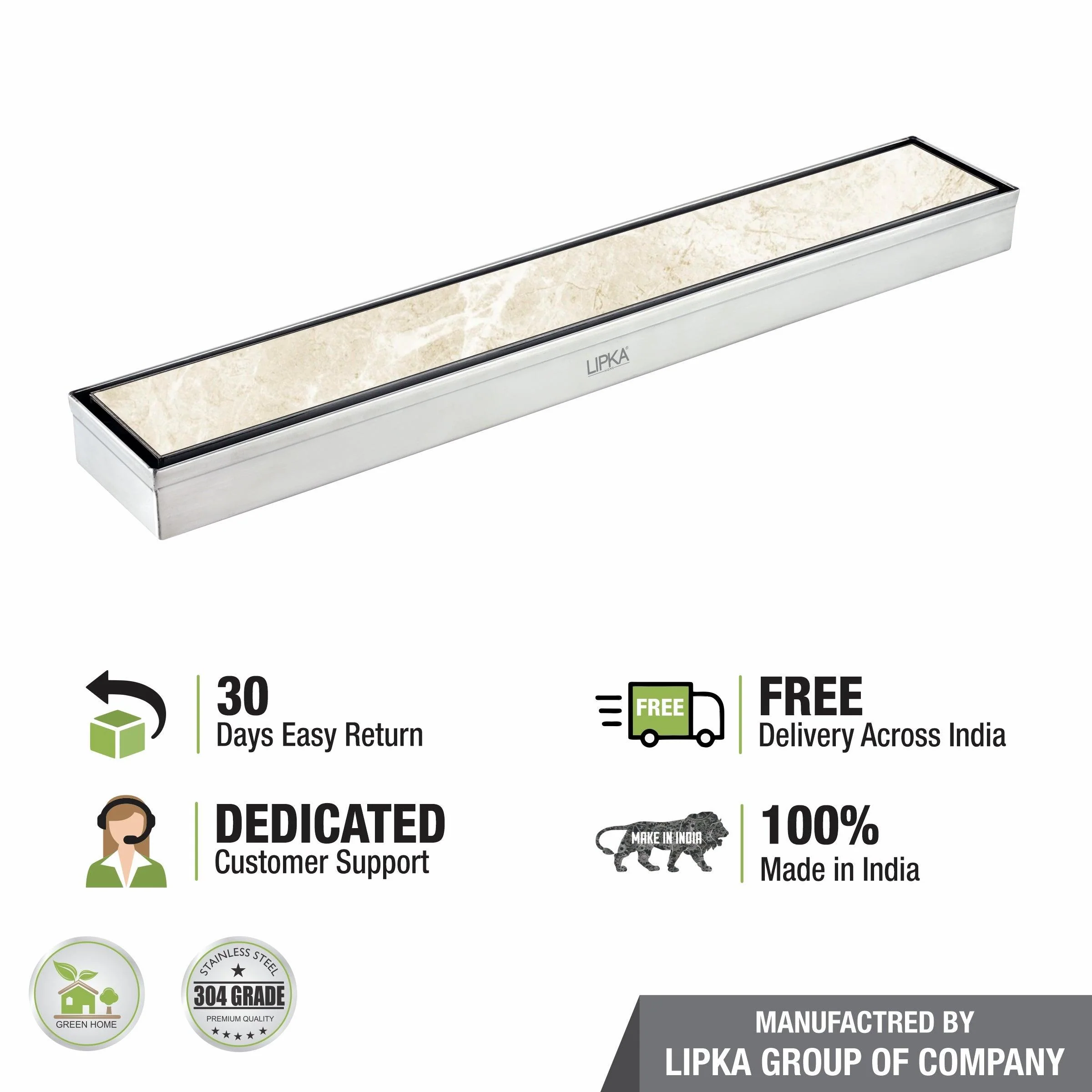 Marble Insert Shower Drain Channel (12 x 2 Inches) - LIPKA - Image 4